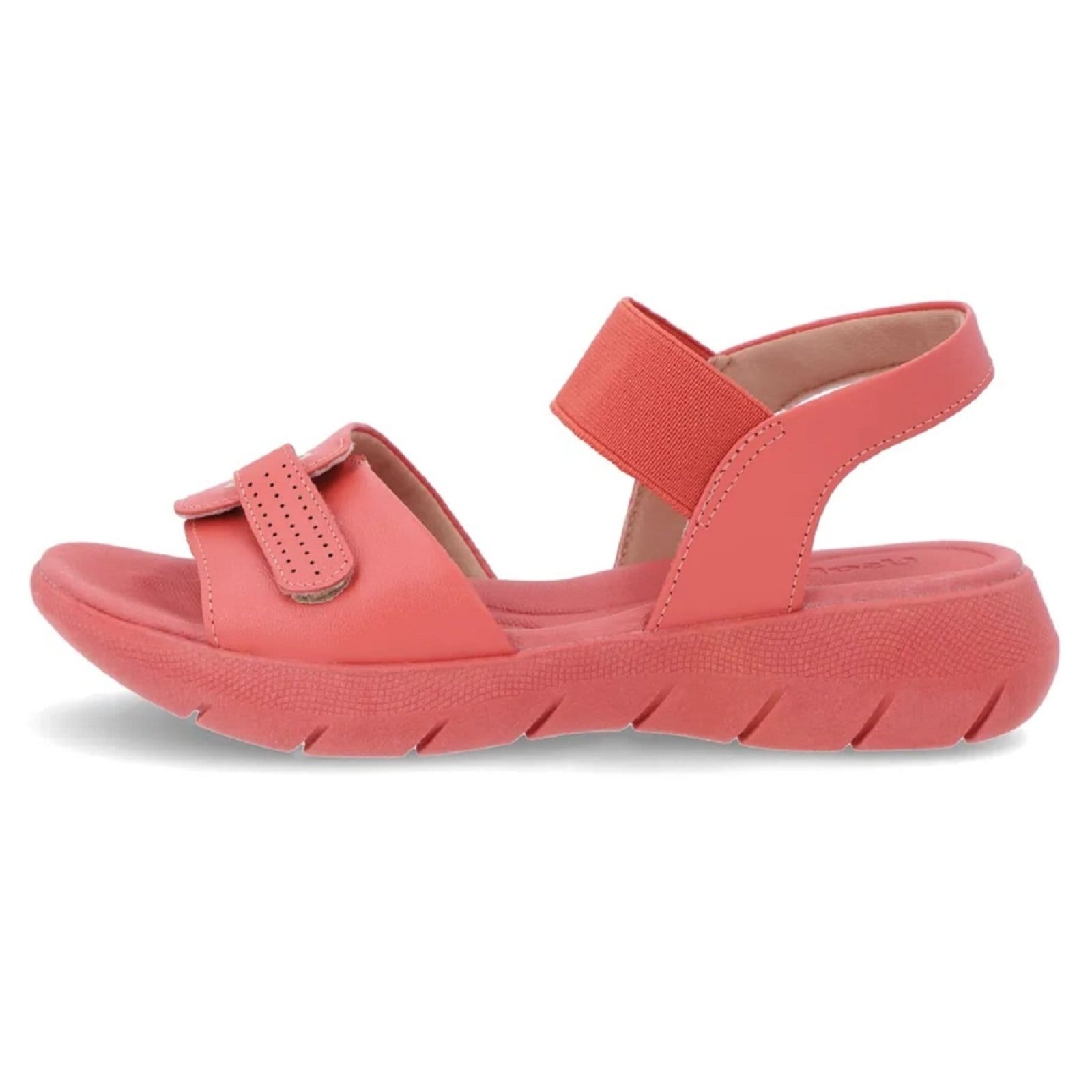 Sandália Usaflex Plataforma Em Couro Ajustável Confortável Goiaba