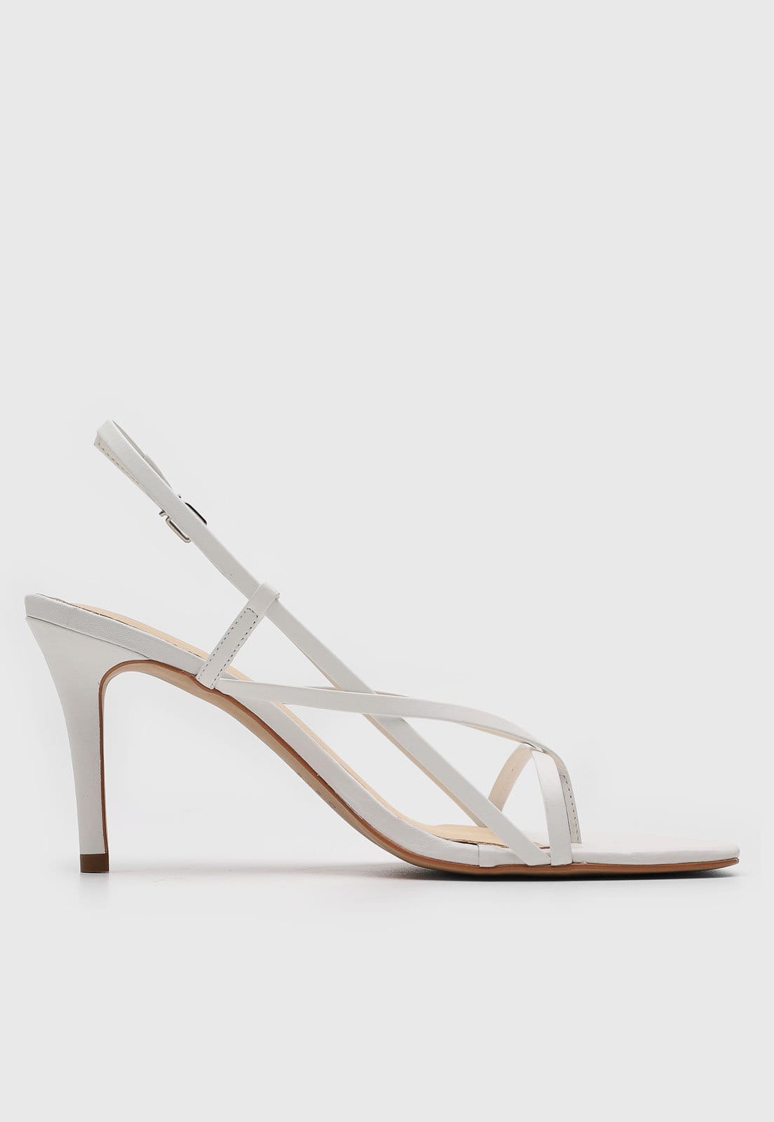 Vista 2 Sandália Feminina Capodarte Salto Fino Tiras Branca Capodarte branco