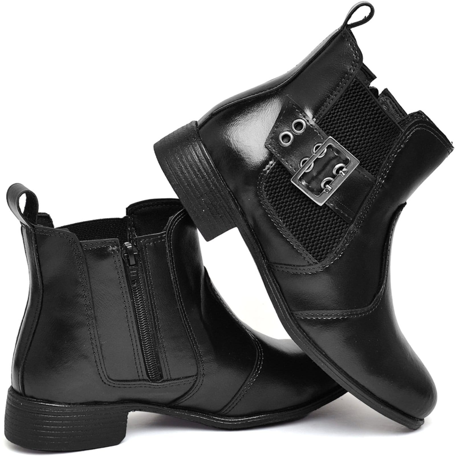 Vista 2 Bota Feminina Cano Médio Casual Polo Blu Detalhes em Fivela Preta em Sintético do ao 40 Polo Blu preto blu