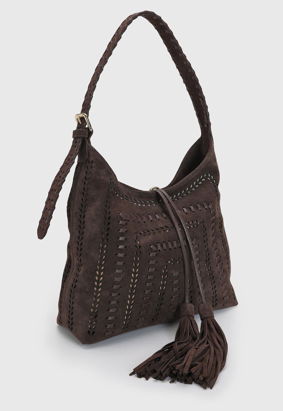 Vista 2 Bolsa Feminina Luiza Barcelos Grande Detalhes Vazados Luiza Barcelos marrom