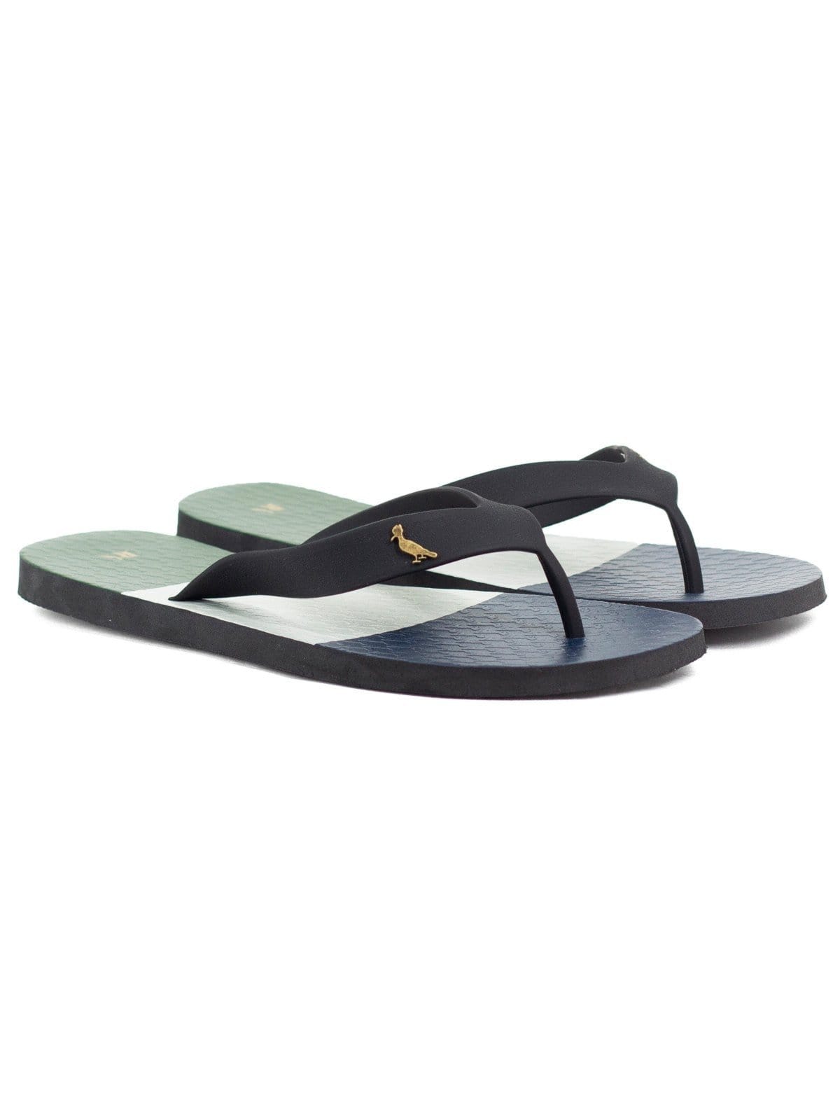 Vista 2 Chinelo Masculino Reserva Listras On The Go Borracha Confortável Navy Off White Militar RESERVA GO azul