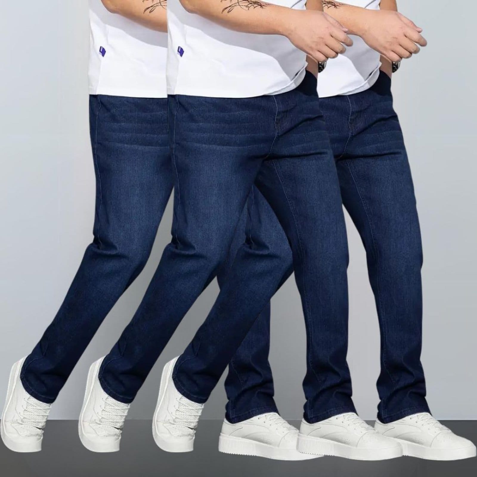 Kit 3 Calças Masculina Lavagem Escuro Skinny com Elastano