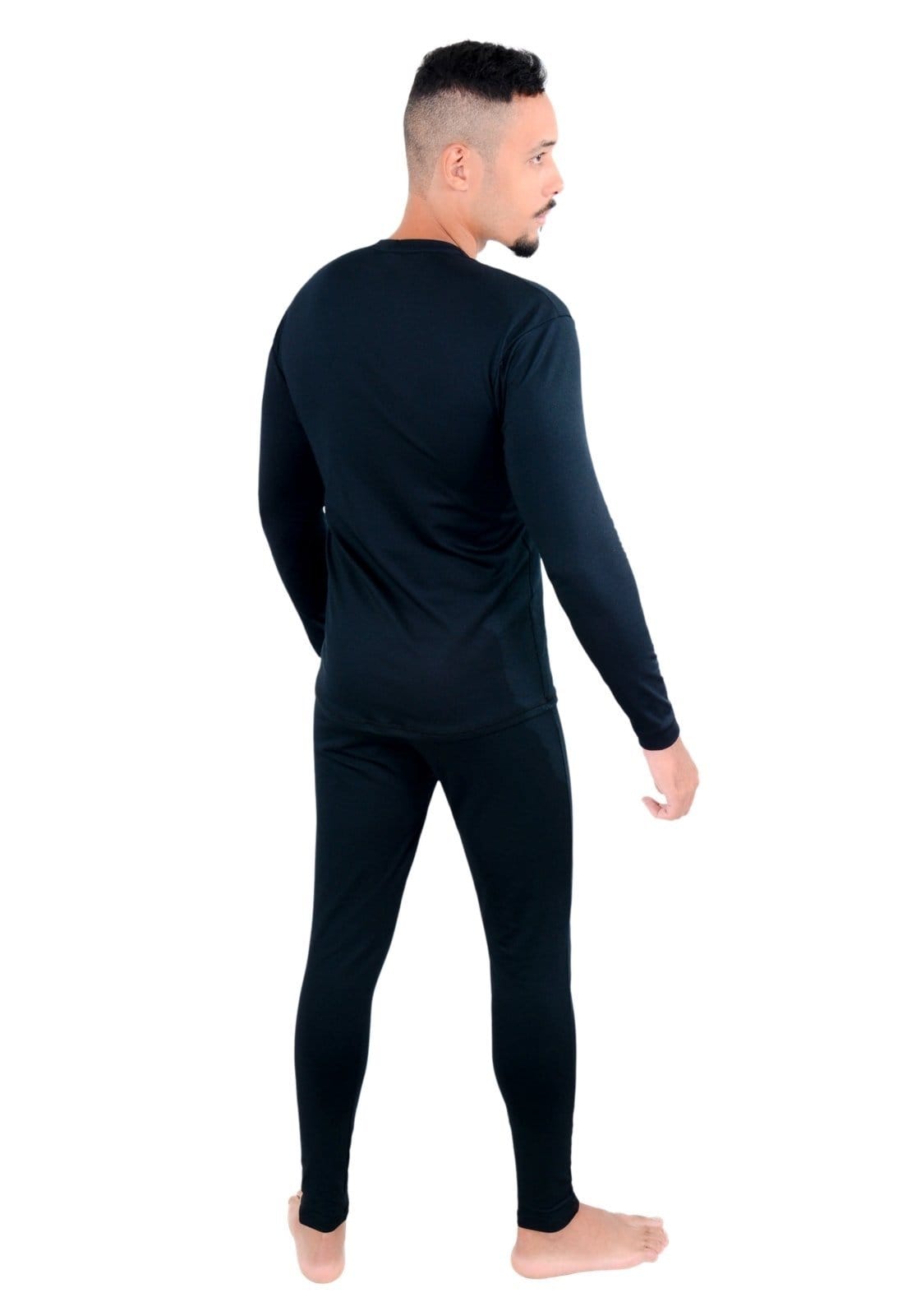 Vista 2 Conjunto Térmico RT Frio Extremo Masculino Segunda Pele 250g Peluciada com Fleece Inverno Viagem Neve Moto Esportes Outdoor Roupas Térmicas preto