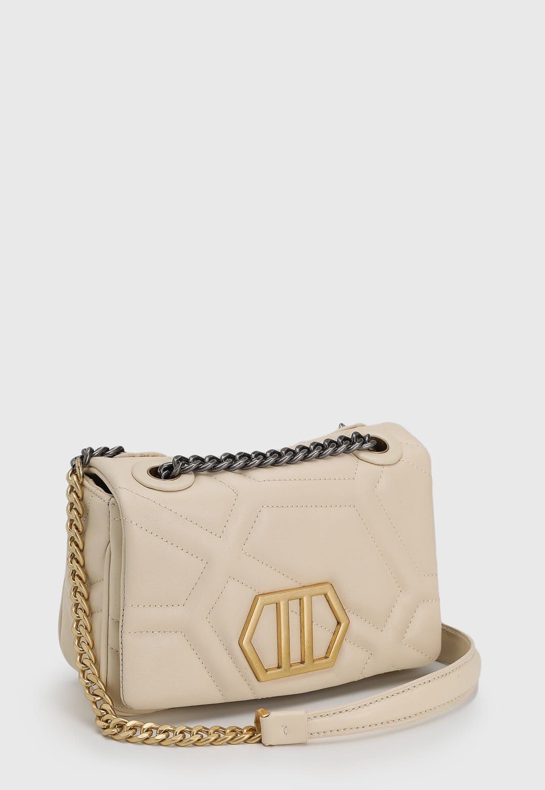 Vista 2 Bolsa Feminina Arezzo Matelassê Logo Dourada Off-White Arezzo off-white white