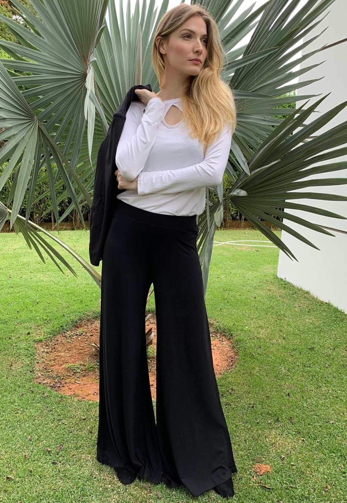 Vista principal Calça Pantalona Amazonia Vital Malha Granja Preta Amazonia Vital preto