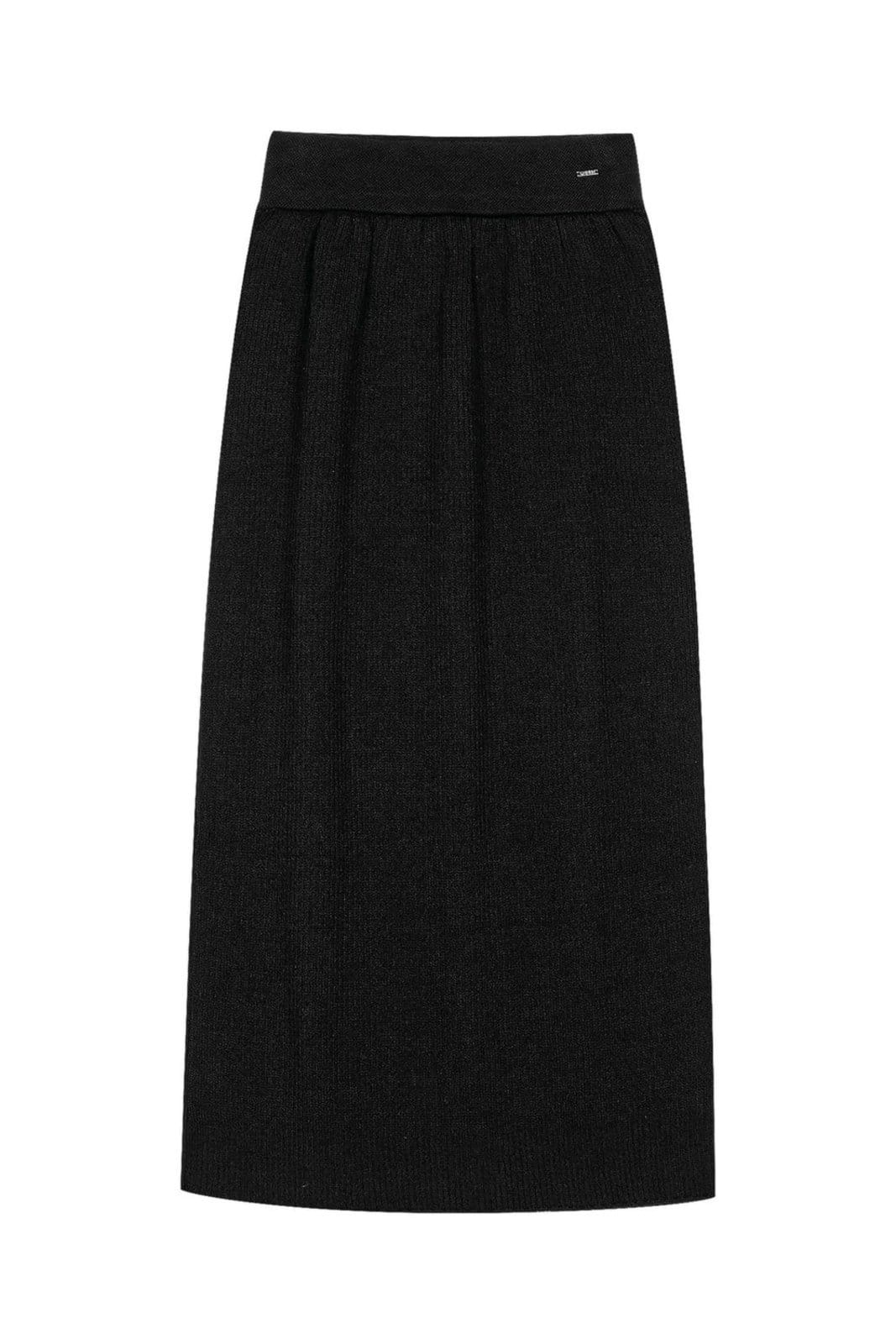 Vista 2 Saia Midi Feminina Tricot Marialícia Marialícia preto