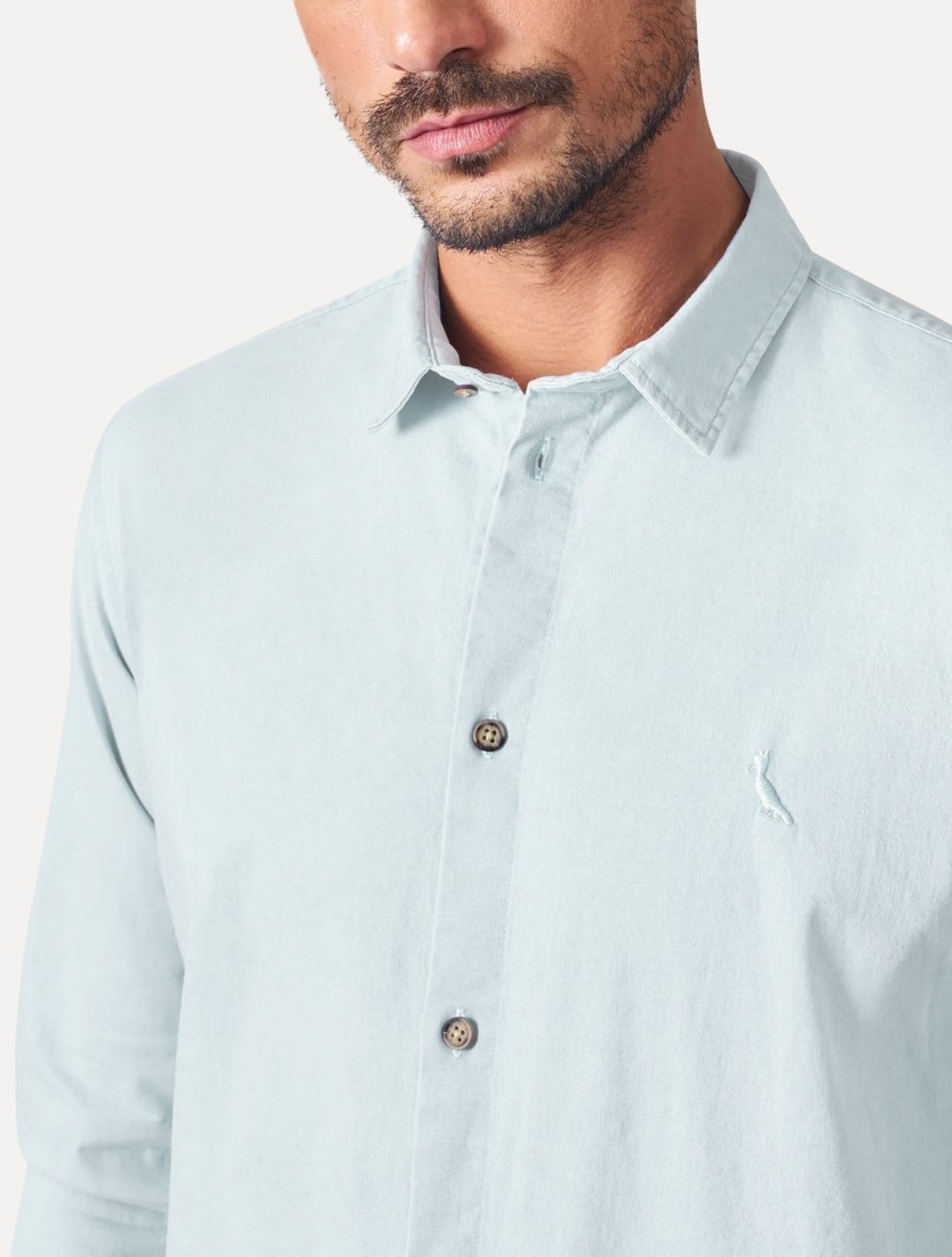 Vista 2 Camisa Reserva Masculina Casual Enxuto Jeans Celeste Reserva azul