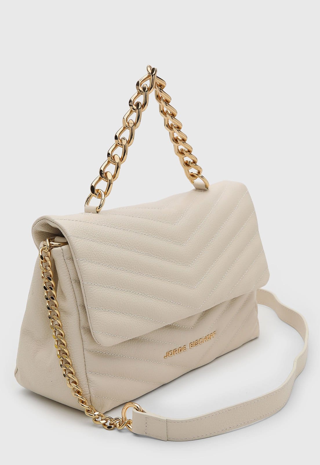 Vista 2 Bolsa Feminina Jorge Bischoff Alça Corrente Off White Jorge Bischoff off-white white