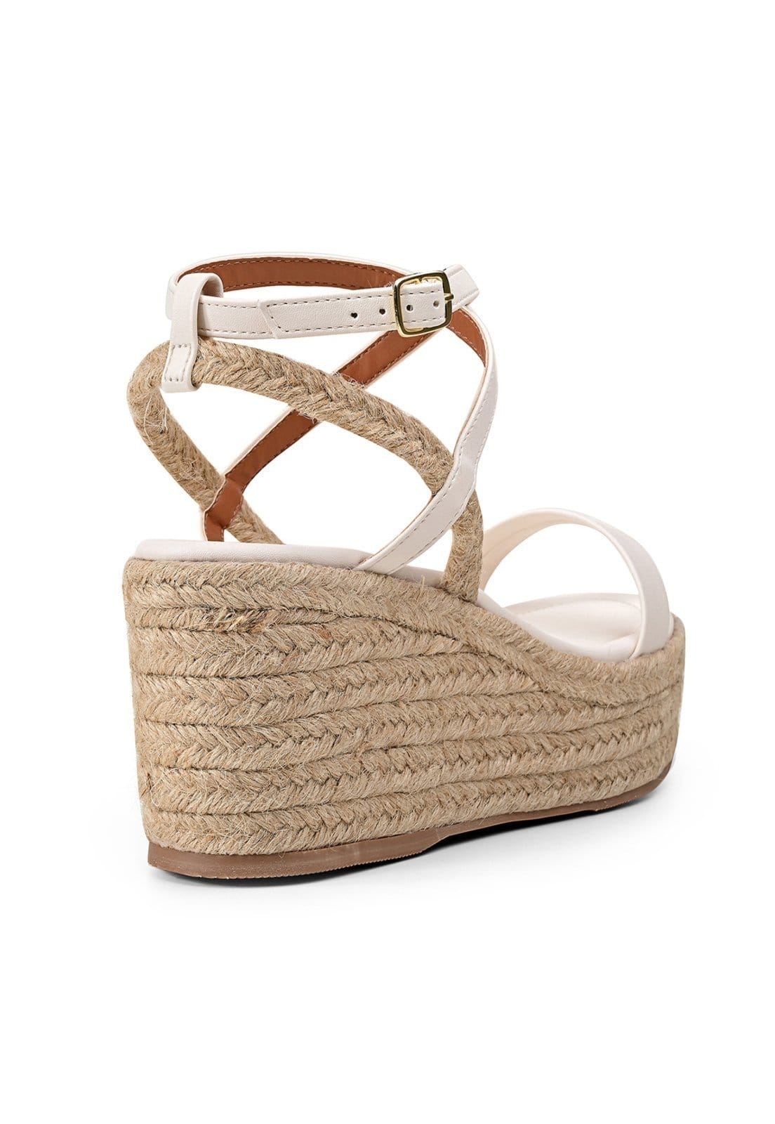 Vista 2 Sandália Anabela Salook Branco Tiras em Juta Plataforma Salook off-white