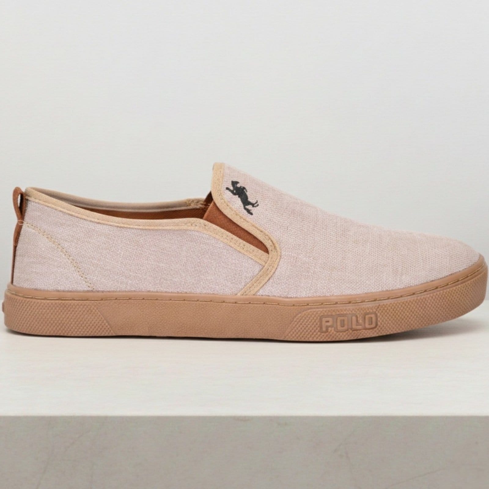 Vista principal Tênis Masculino Casual Slip On Polo Estilo Urbano Calcie Facil Conforto Sapatofran bege/unico