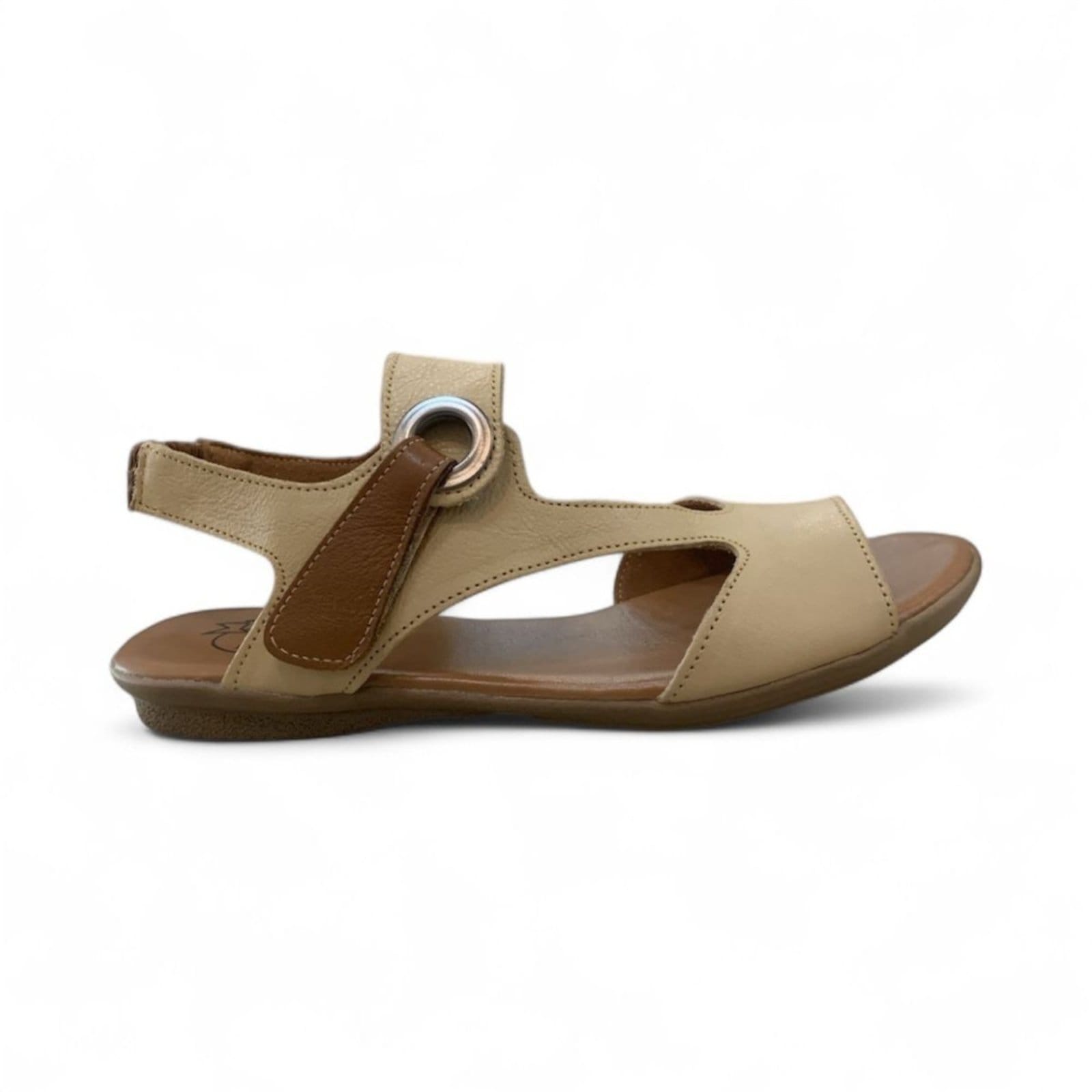 Vista principal Sandália Feminina Flat Balatore em Couro BZ087 Creme Balatore Shoes bege