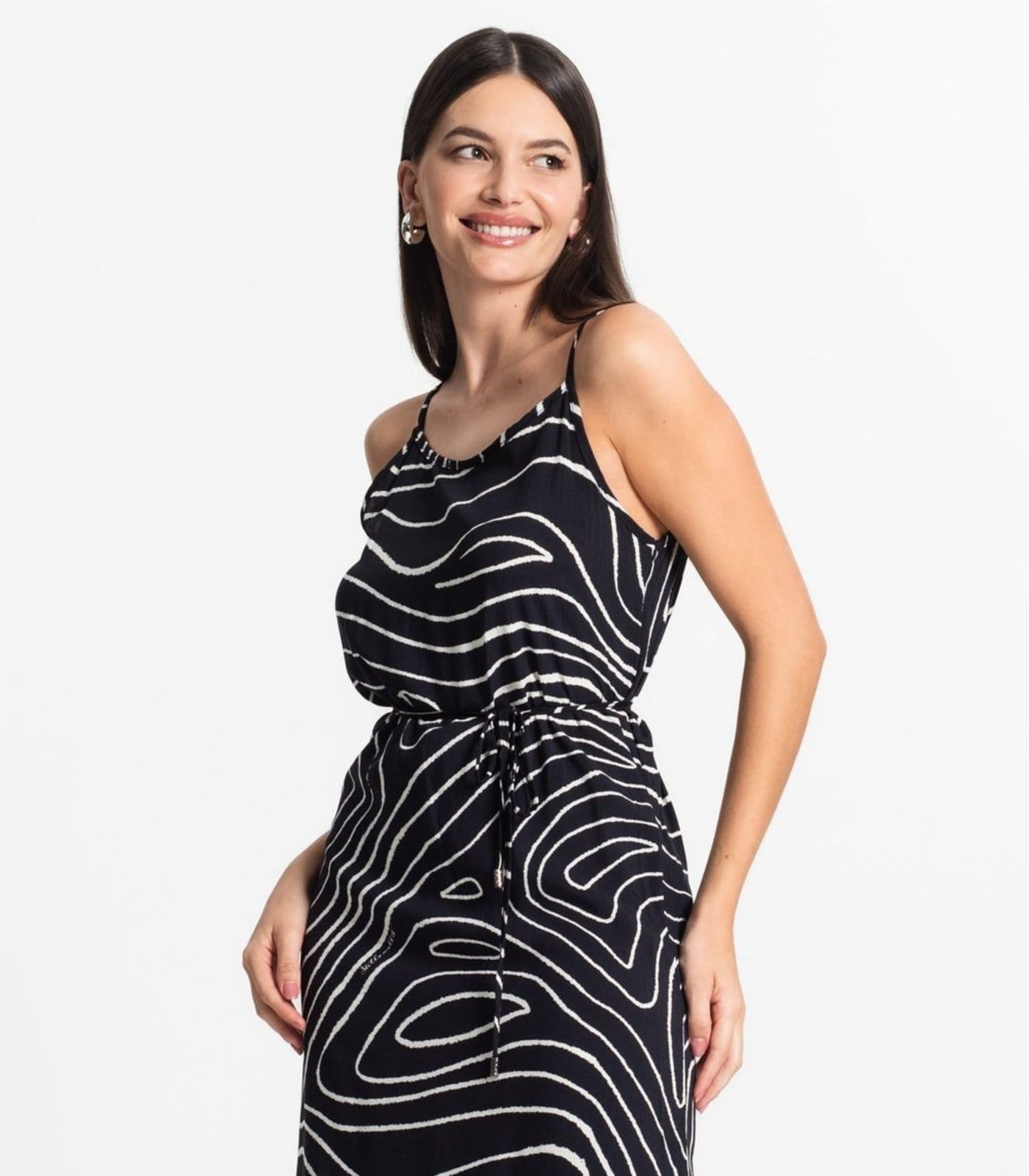 Vista 2 Vestido Midi Feminino Estampado Select Select preto