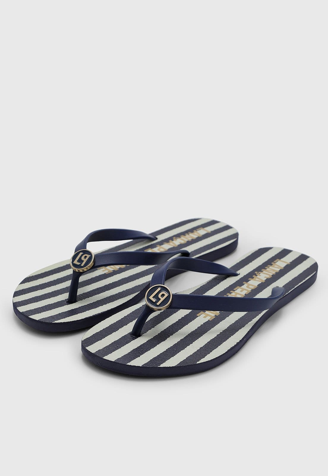 Vista 2 Chinelo Feminino Lança Perfume Listrado Lança Perfume azul marinho