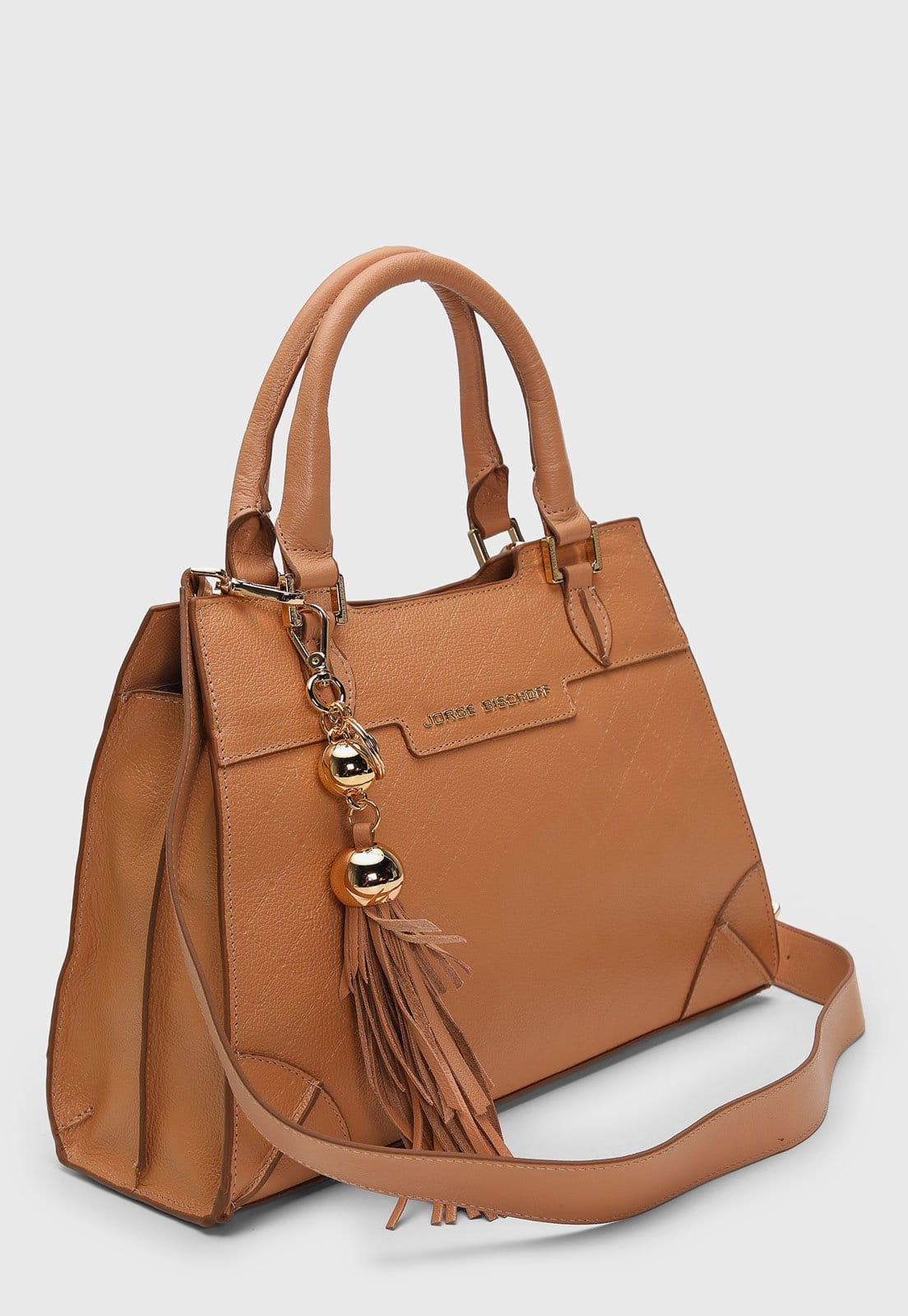 Vista 2 Bolsa Grande Jorge Bischoff Alça Dupla Jorge Bischoff caramelo