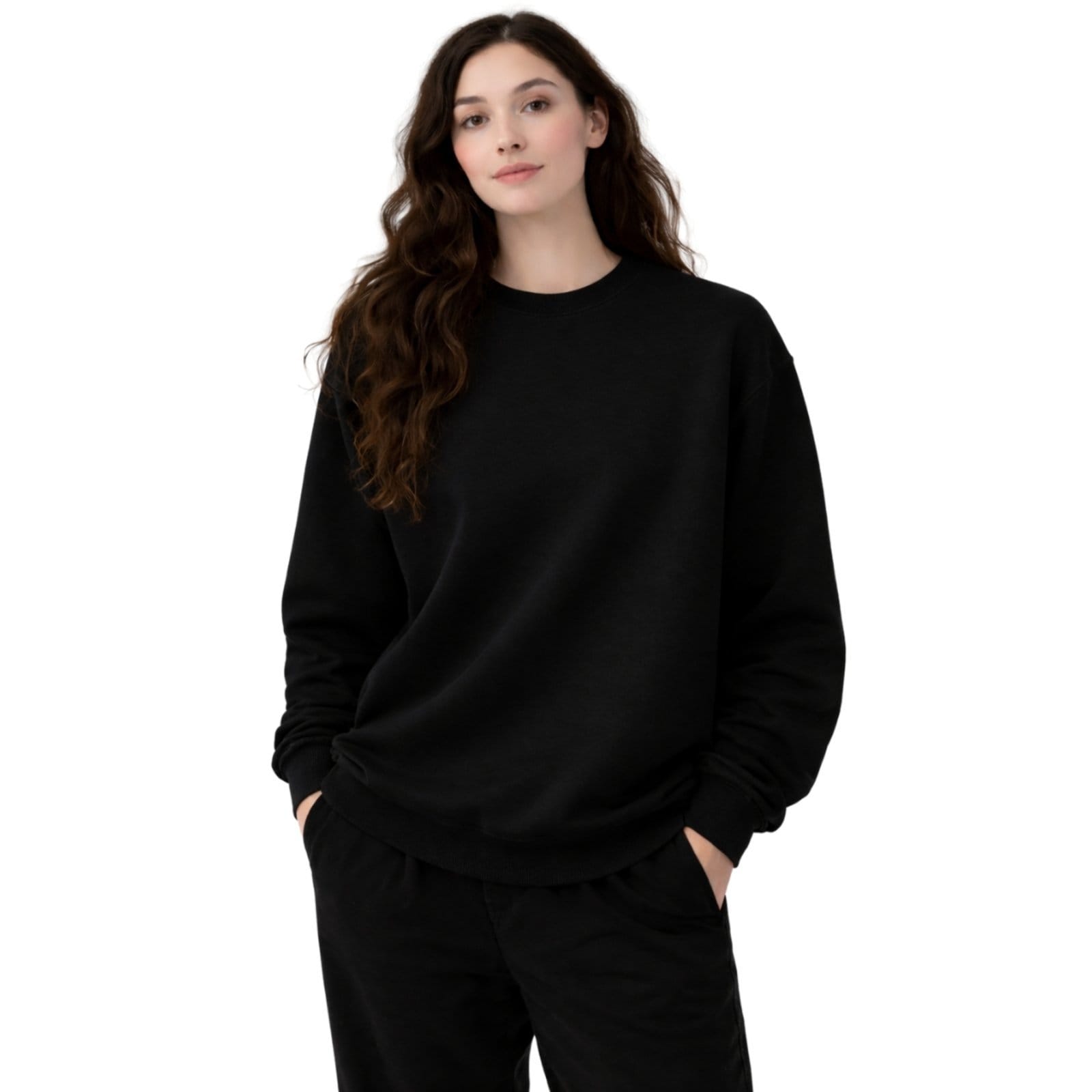 Vista 2 Kit 2 Blusa de Frio Moletom Sem Capuz Confortavel Macio Liso Relaxado preto