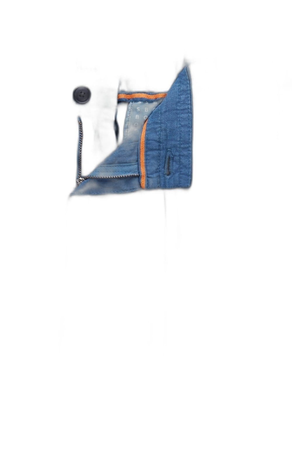 Vista 2 Calça Cropped Tapered Fit Em Linho Puro Boss azul marinho