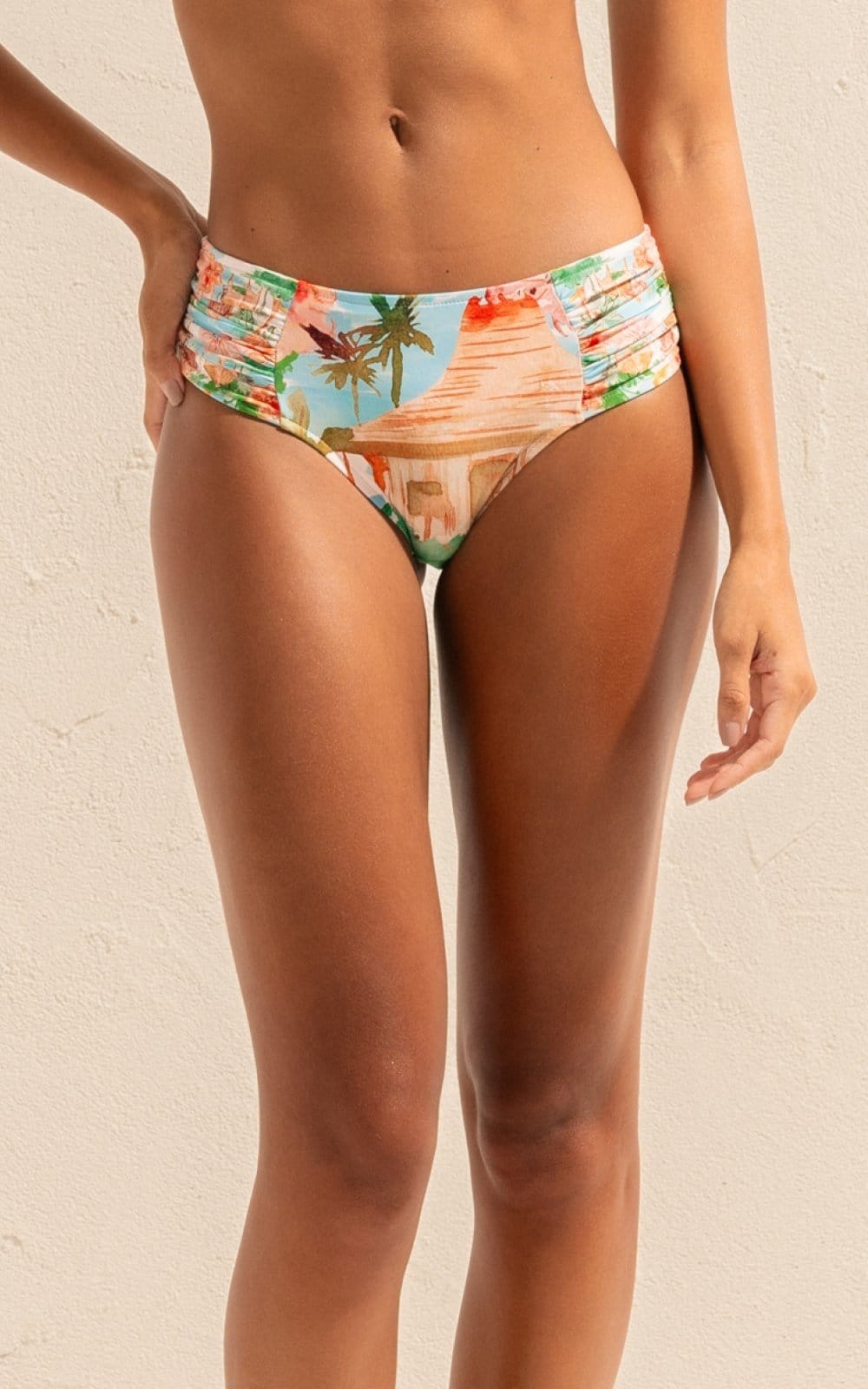 Calça Biquini Larga Recorte Drapeado Miragem BQ1508CL