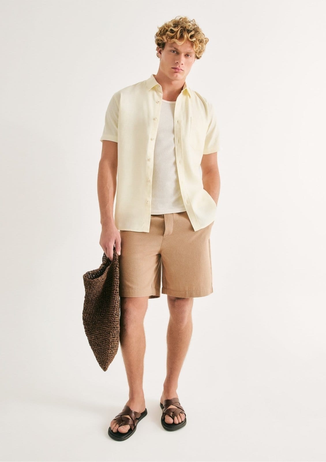 Bermuda Masculina Reta Texturizada