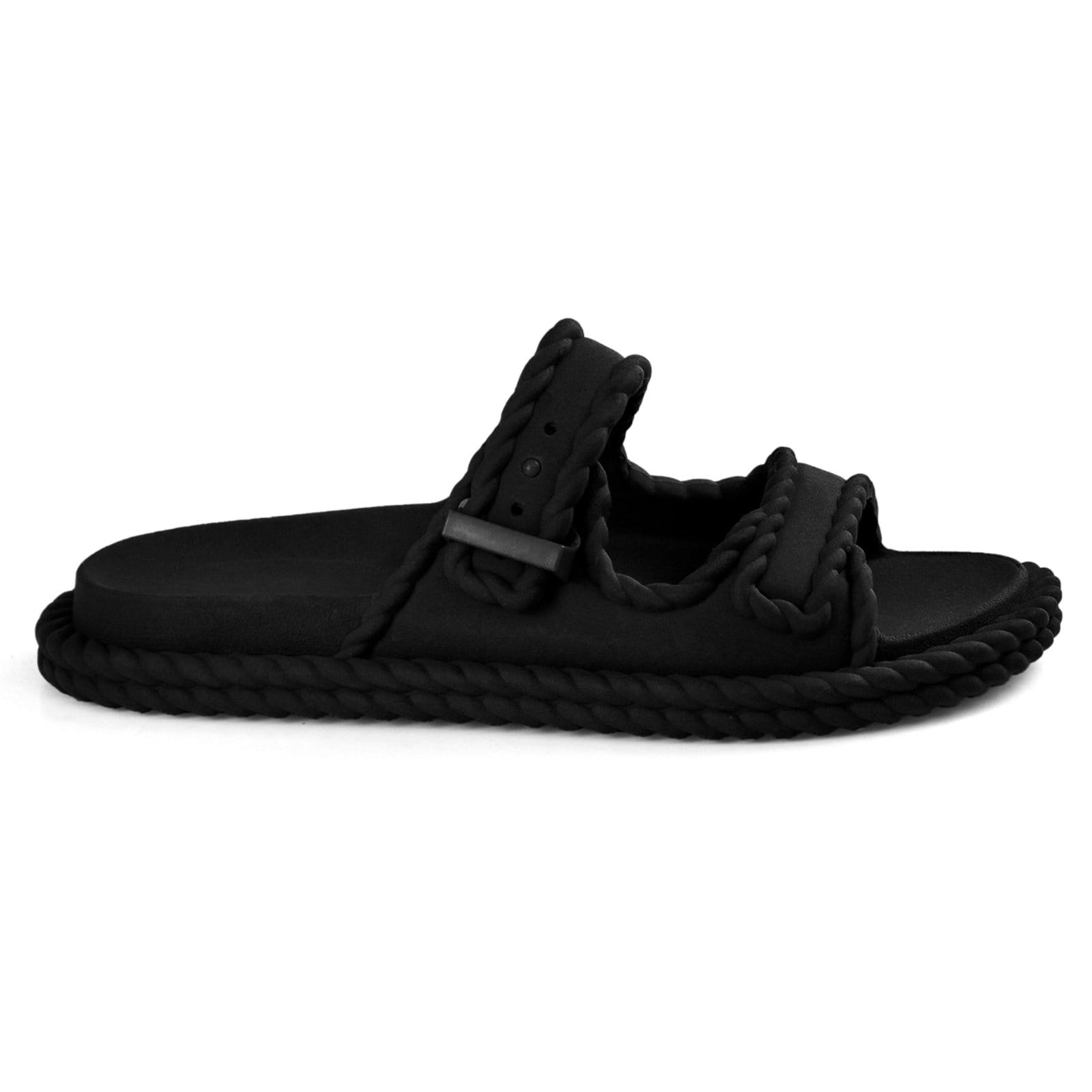 Vista 2 Kit 2 Sandália Papete Slide Anatômica Leve Macia Confortável Tira Ajustável Trançada Resistente ÉPICO CALÇADOS off-white/preto white