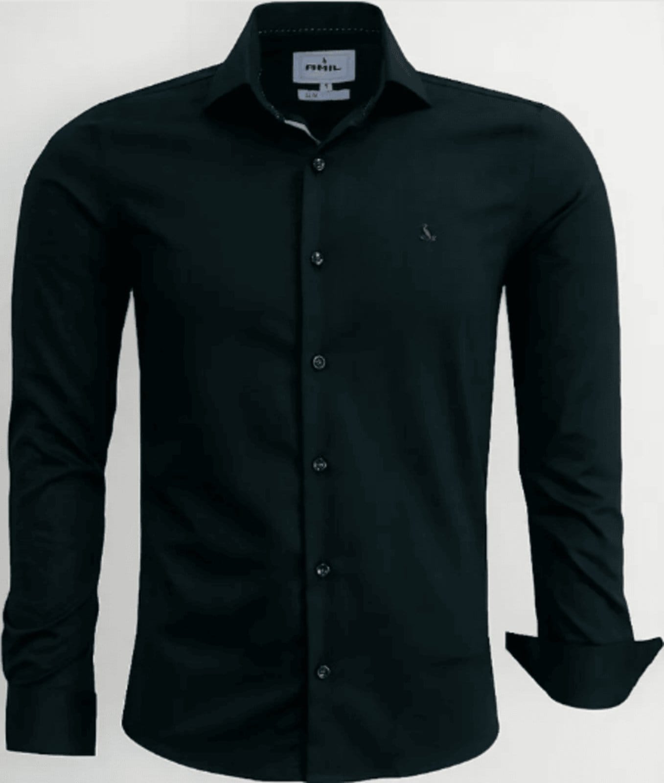 Camisa Social Amil Slim Bond Macia Viscose e Poliéster com Elastano Manga Longa Luxo
