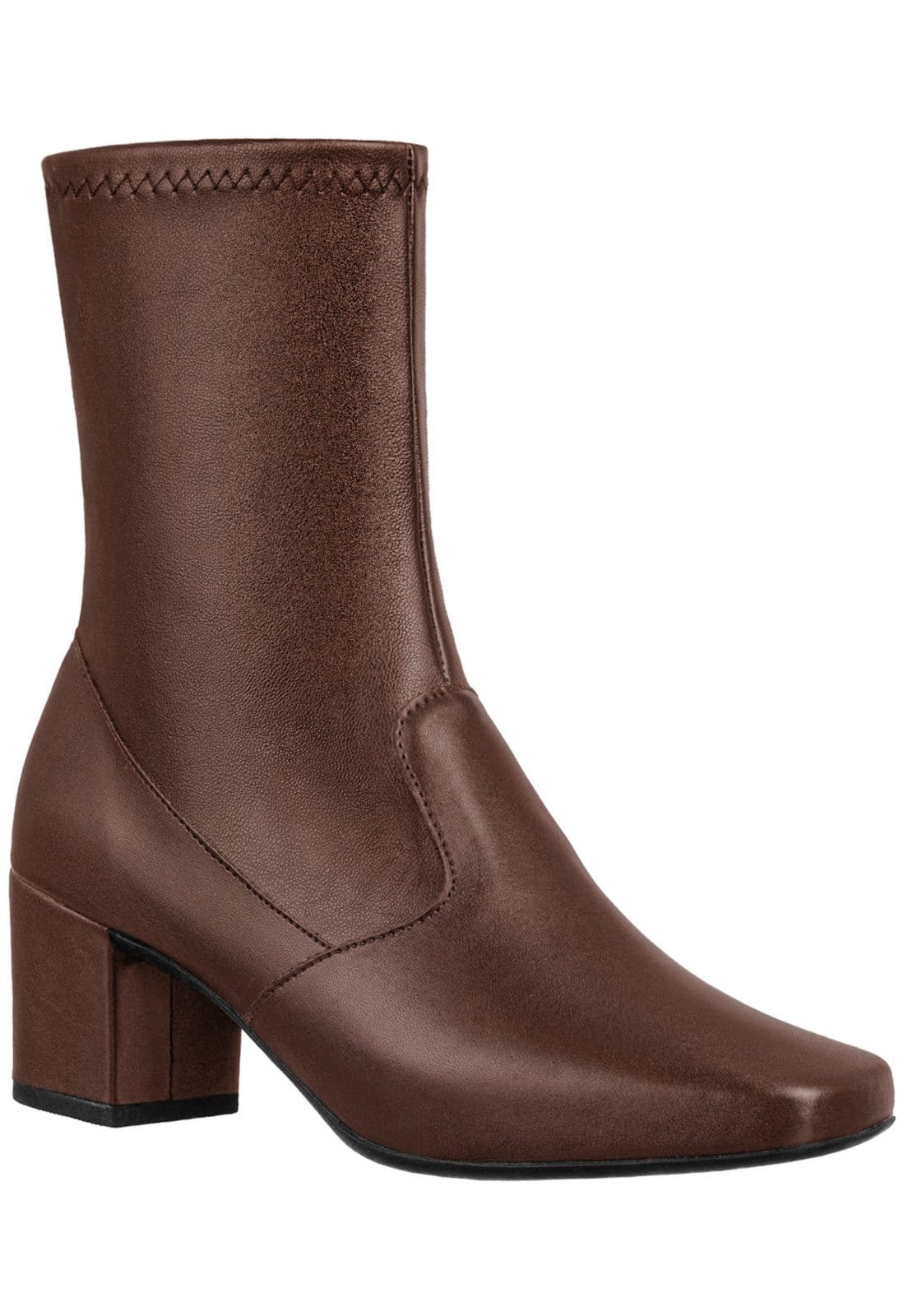 Vista principal Bota GiGiL Bico Quadrado Stretch Salto Grosso Terra Gigil marrom/terracota