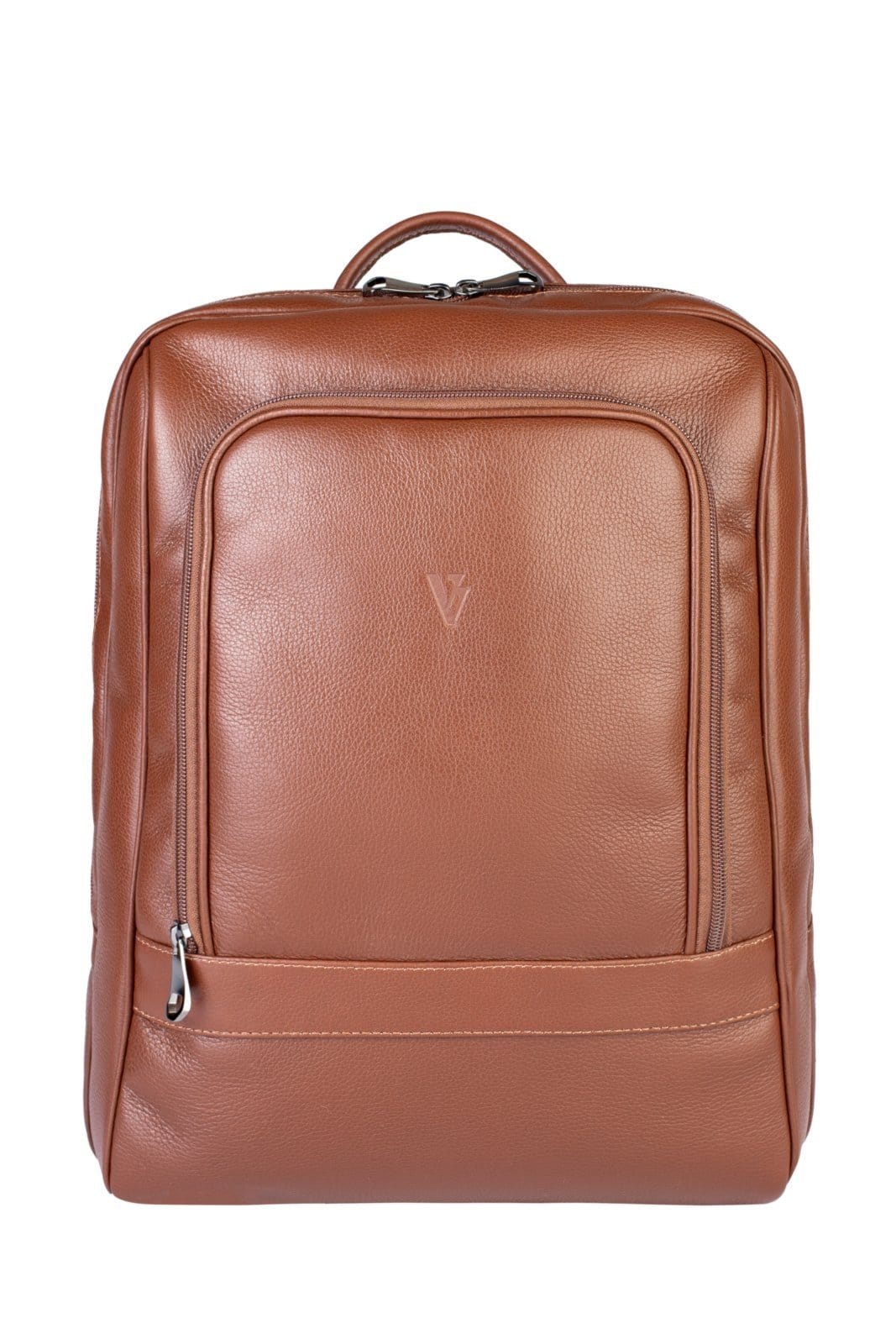 Vista principal Mochila Vira Vento De Couro Slim Masculina Enzo Vira Vento caramelo