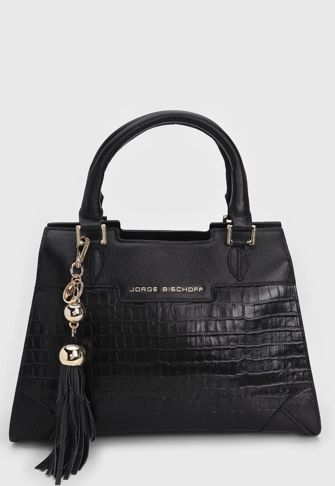 Vista principal Bolsa Tiracolo Jorge Bischoff Croco Preta Jorge Bischoff preto