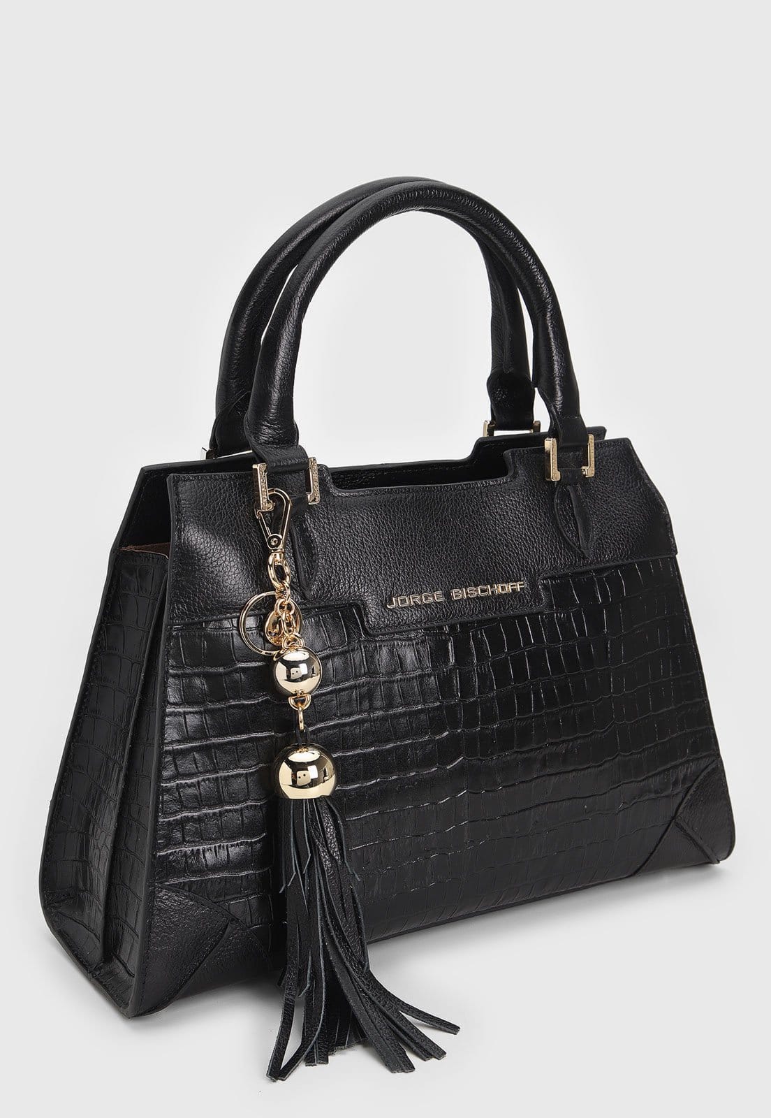 Vista 2 Bolsa Tiracolo Jorge Bischoff Croco Preta Jorge Bischoff preto