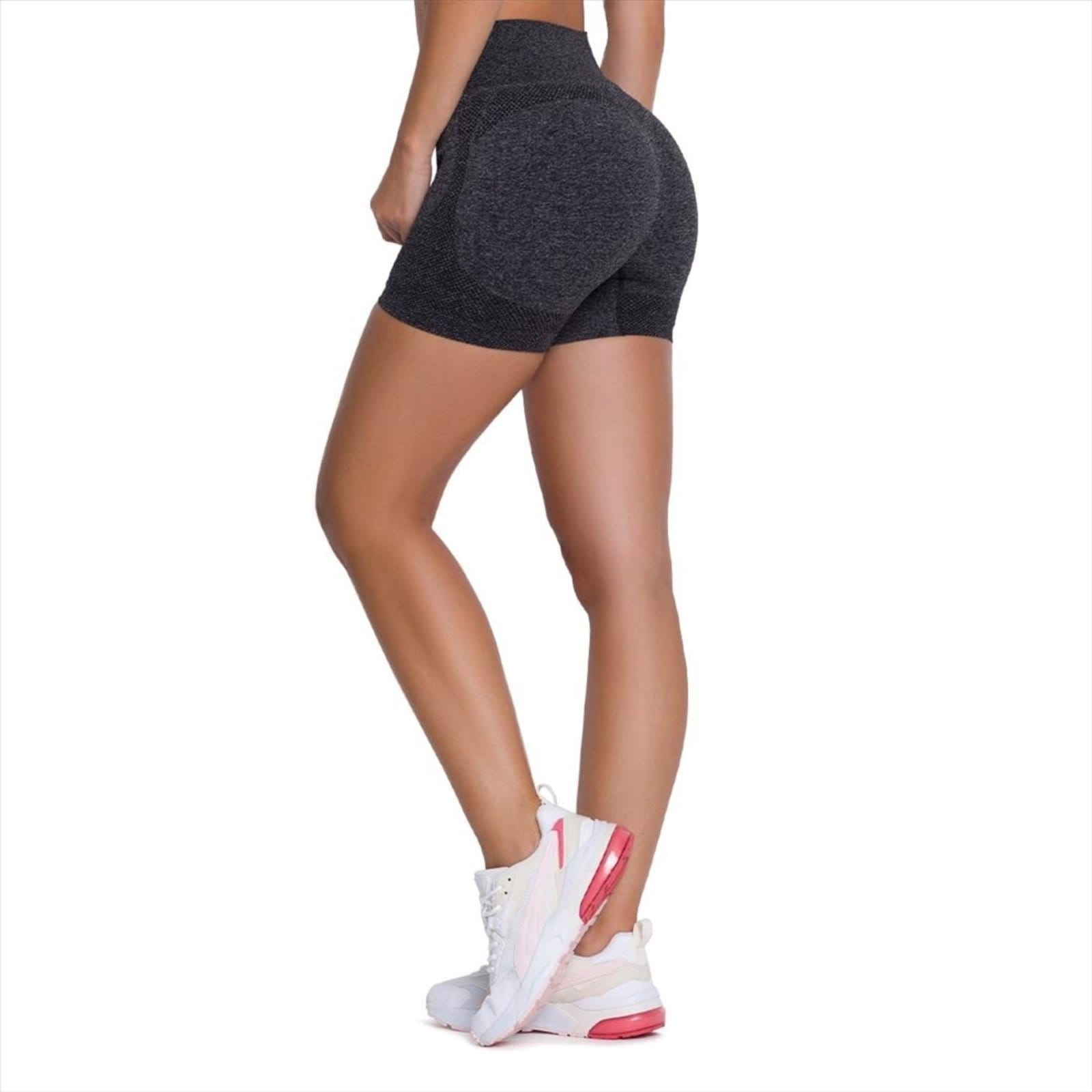 Vista 2 Shorts Selene Feminino Sem Costura Fitness Push Up SELENE cinza