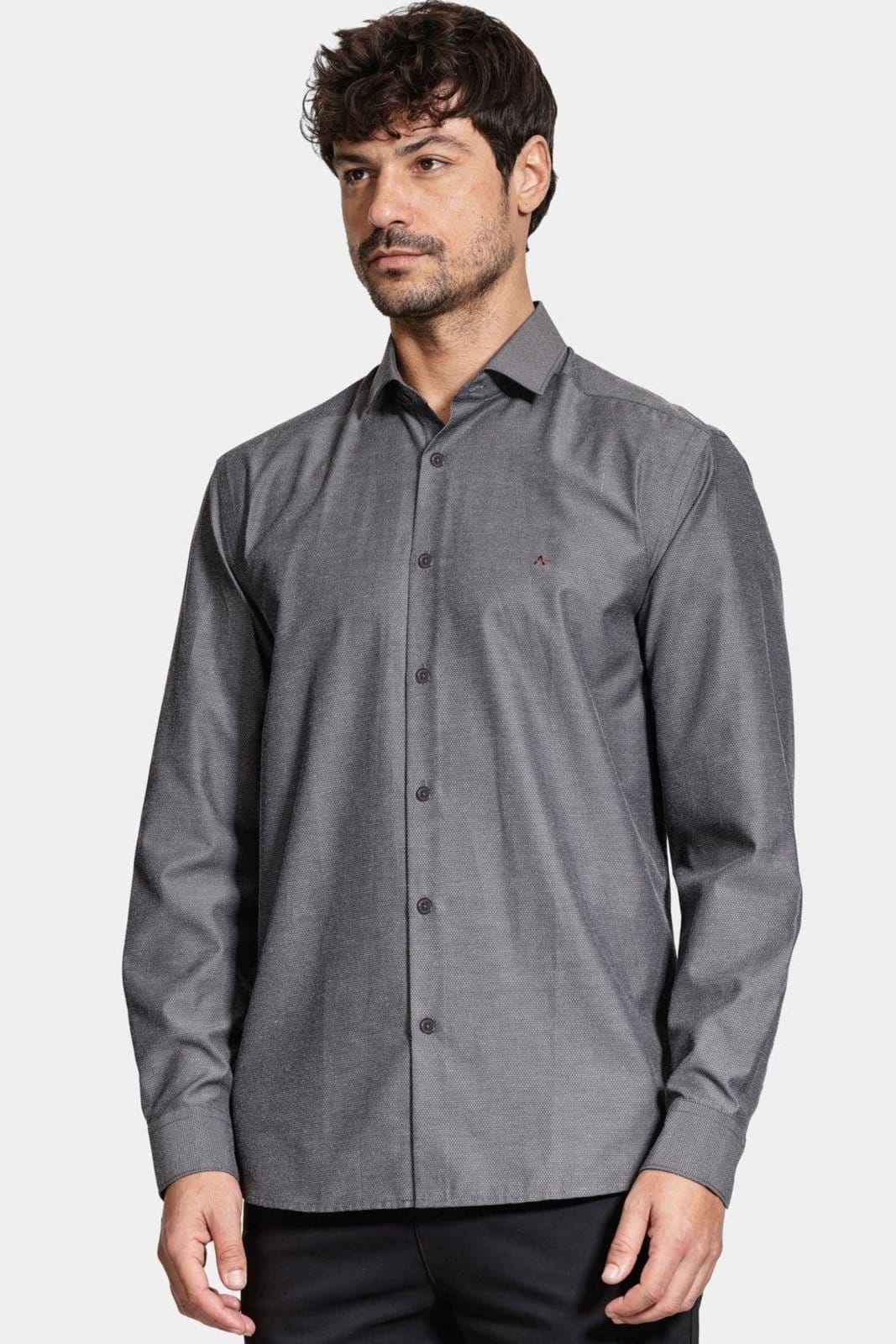 Camisa Aramis Manga Longa Algodão Misto Chumbo