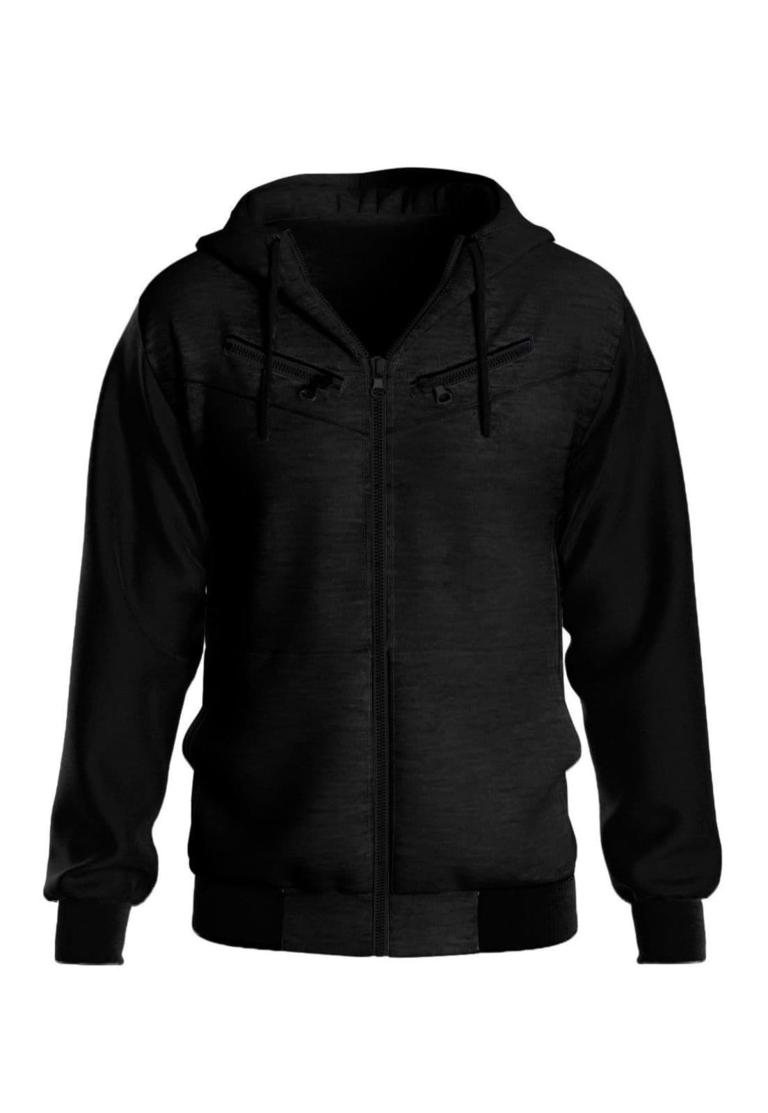 Vista 2 Conjunto Moletom Relaxado Blusa de Frio Zíper e Calça Jogger Preta Relaxado preto