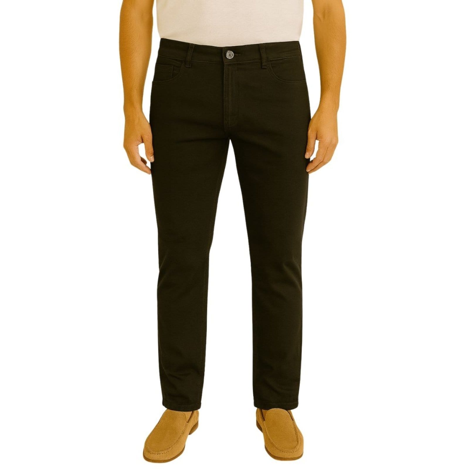 Calça Masculina FMF Preta Slim Fit em Sarja com Elastano Conforto e Estilo Casual