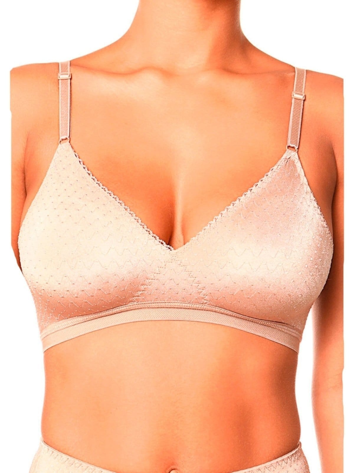 Vista 2 Kit com 4 Sutiãs sem Aro e sem Bojo Poás Demillus 61411 Demillus bege