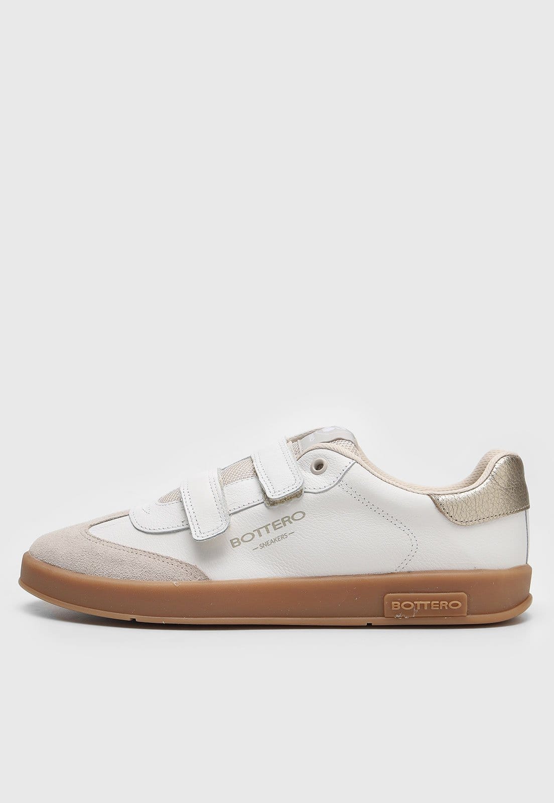 Tênis Couro Bottero Recorte Suede Off-White