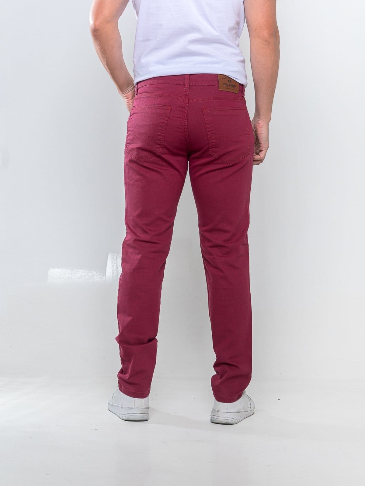 Vista 2 Calça Sarja Masculina Tempo Habil - Conforto e Estilo 5 Estilo vinho
