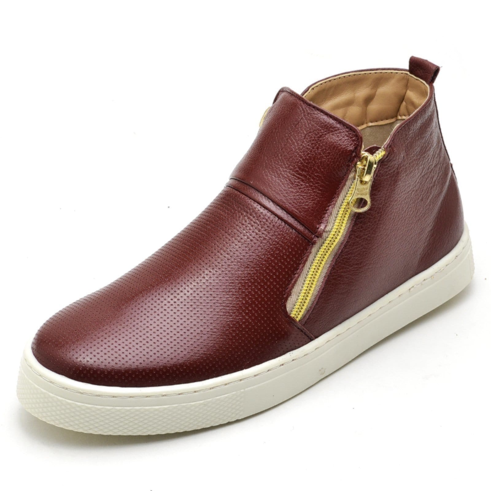 Tênis Slip on Cano Alto Casual Em Couro Macio Estiloso