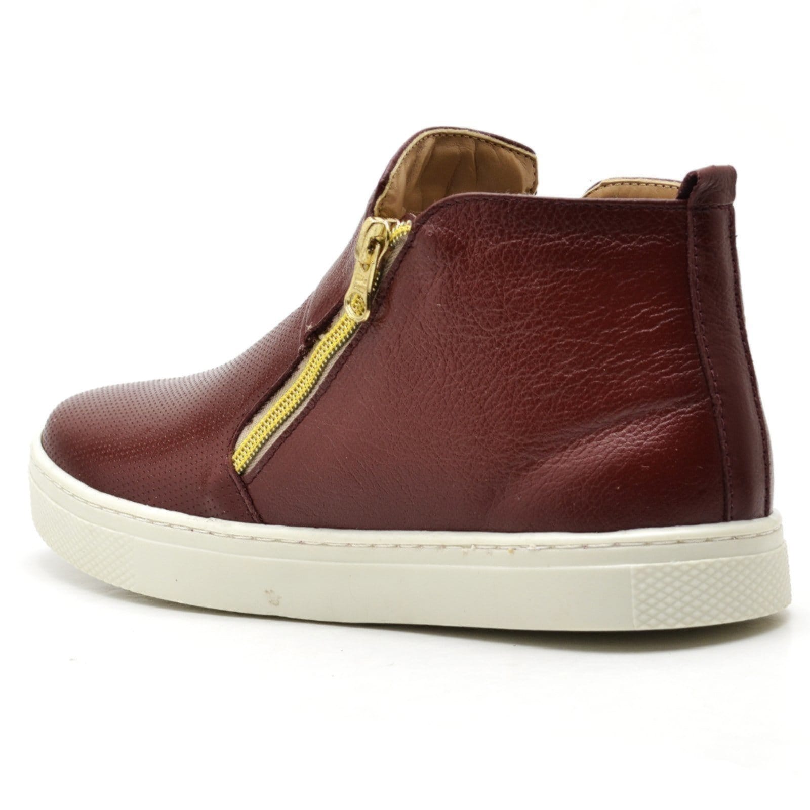 Vista 2 Tênis Slip on Cano Alto Casual Em Couro Macio Estiloso Nine4 bordô