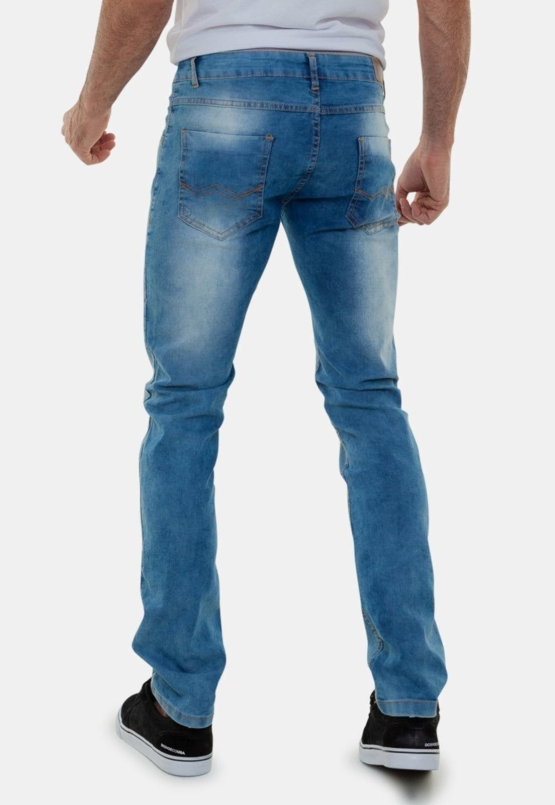 Vista 2 Calça Jeans Masculina Lavagem Claríssima Premium Holanda B Unak azul