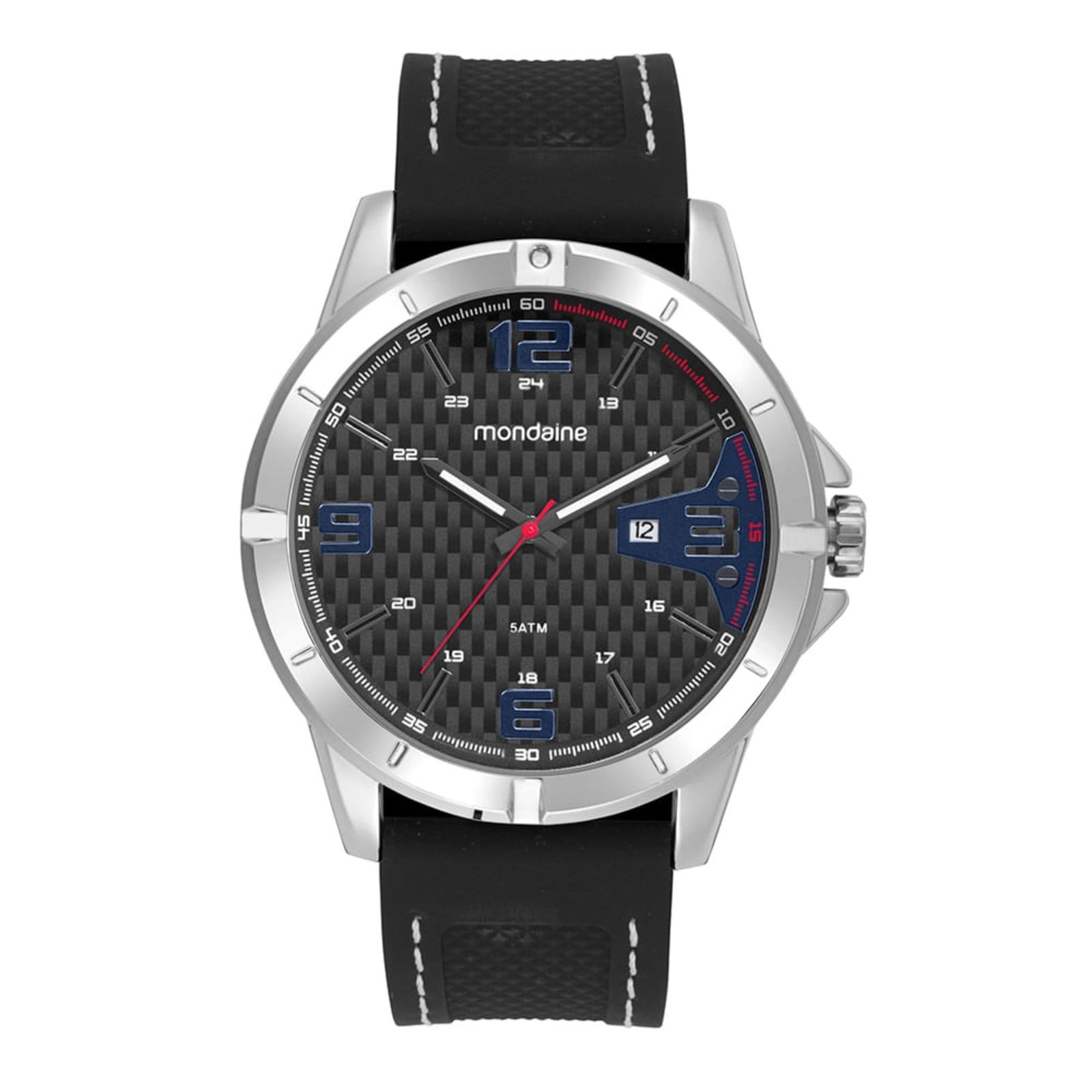 Relógio Masculino Prata Calendário e Duplo Horário