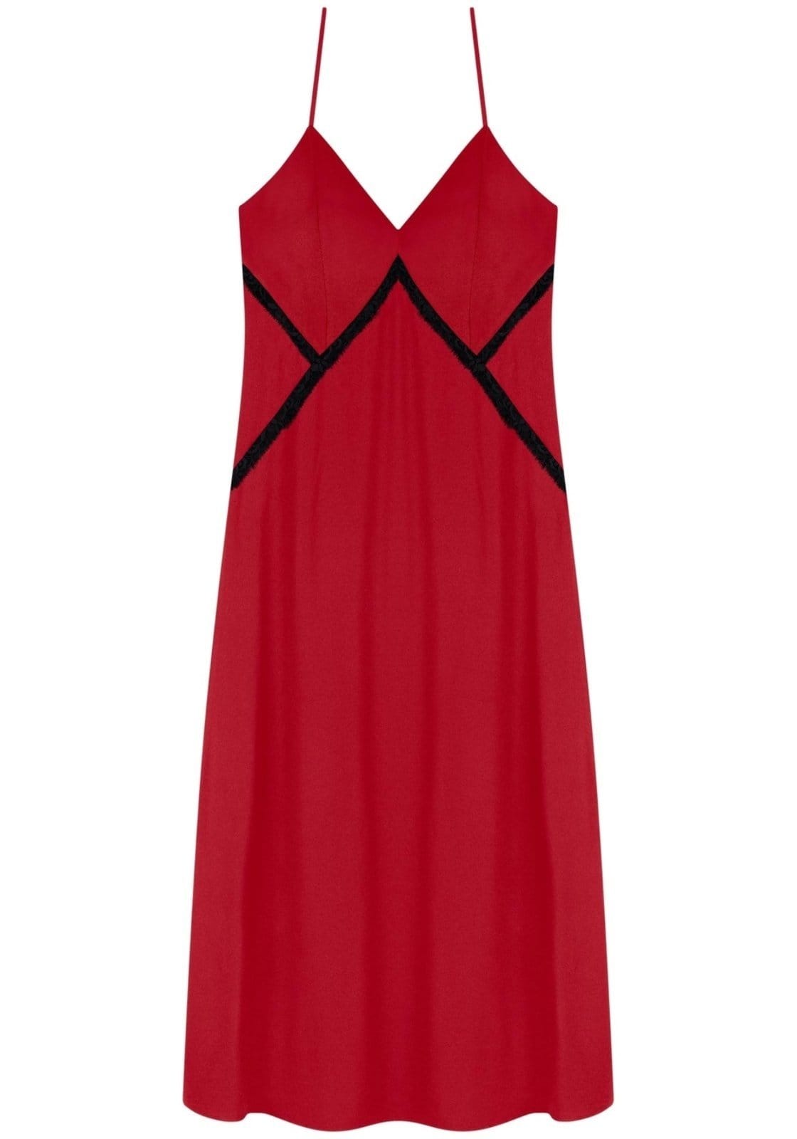 Vista 2 Vestido Midi Chá De Alças Em Viscose Com Detalhes Frontais Lez a Lez vermelho