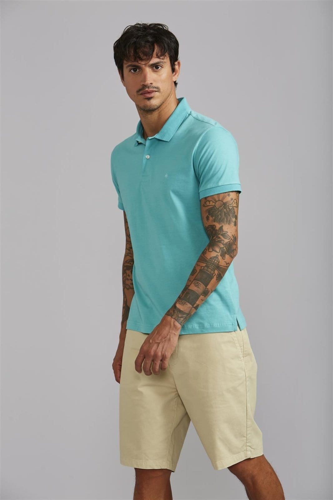 HIGHSTIL Polo Manga Curta Premium Malha Slim Fit Jade