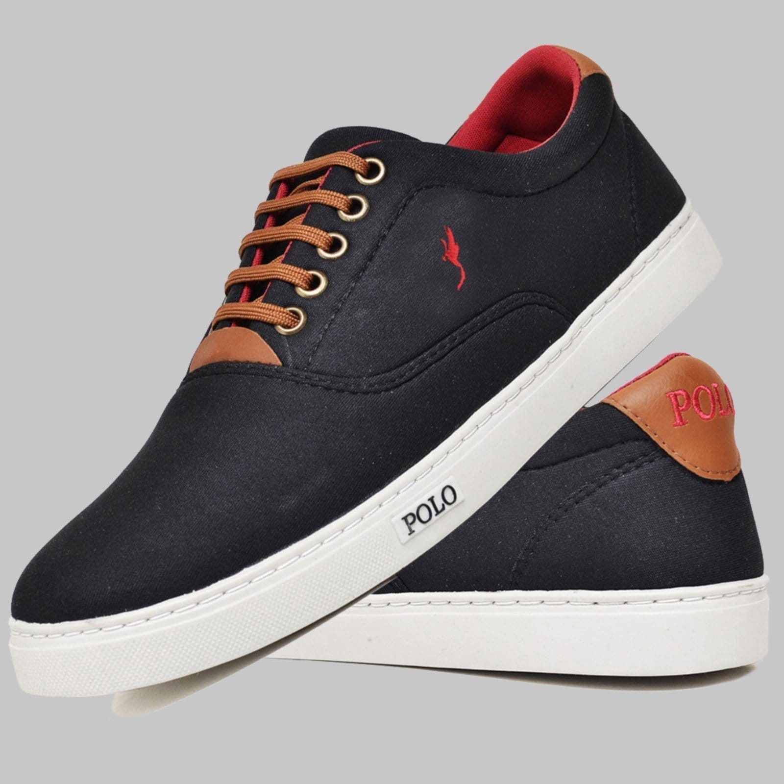 Sapatênis Tênis Casual Masculino Cano Baixo Polo Blu Preto