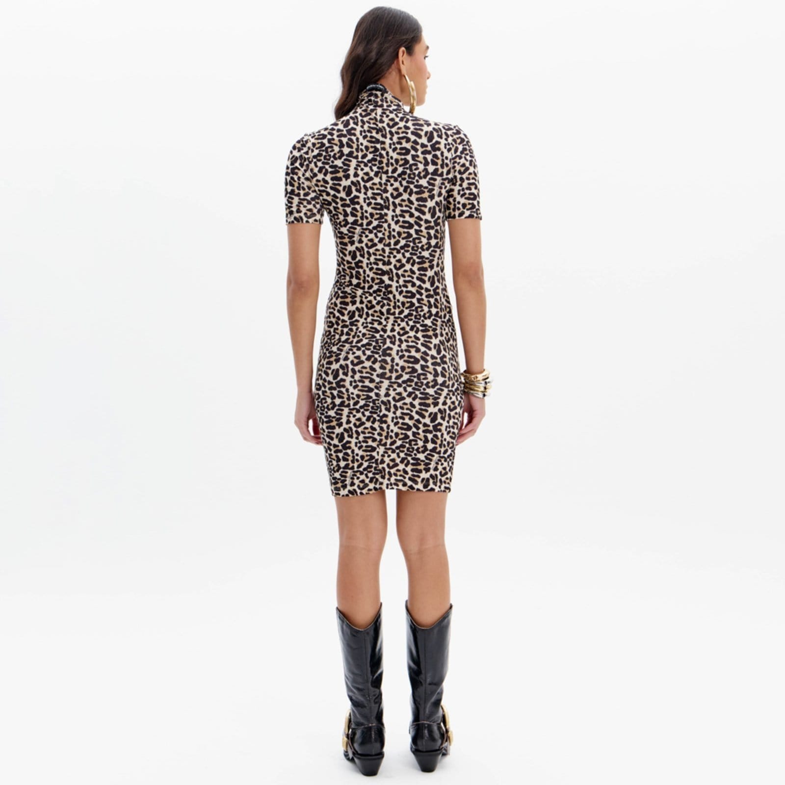 Vista 2 Vestido Curto Lança Perfume Leopard Skin Ou25 Preto Feminino Lança Perfume preto leopard