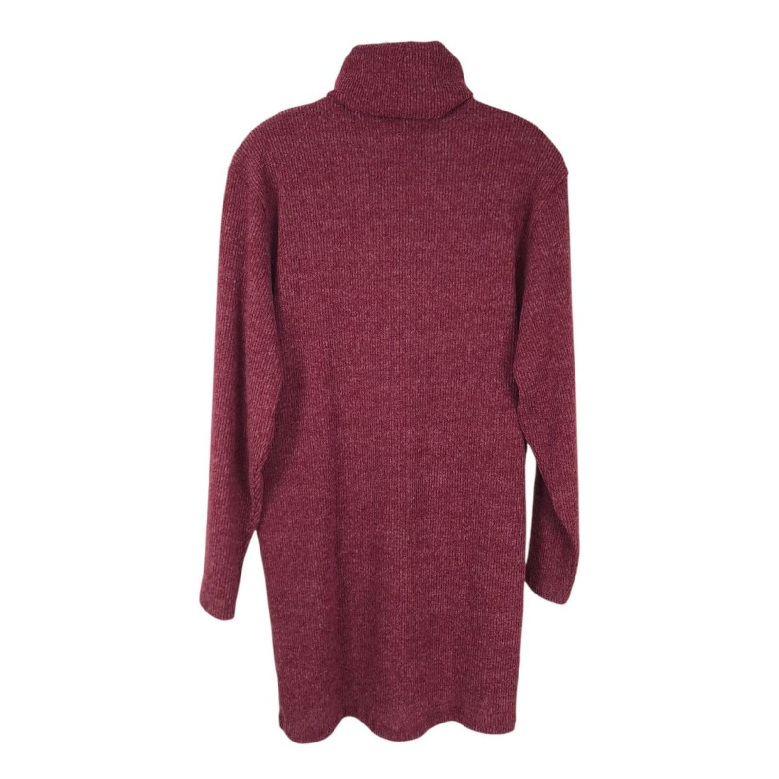 Vista 2 Vestido Manga Longa Gola Alta Triton Bordo Triton bordô