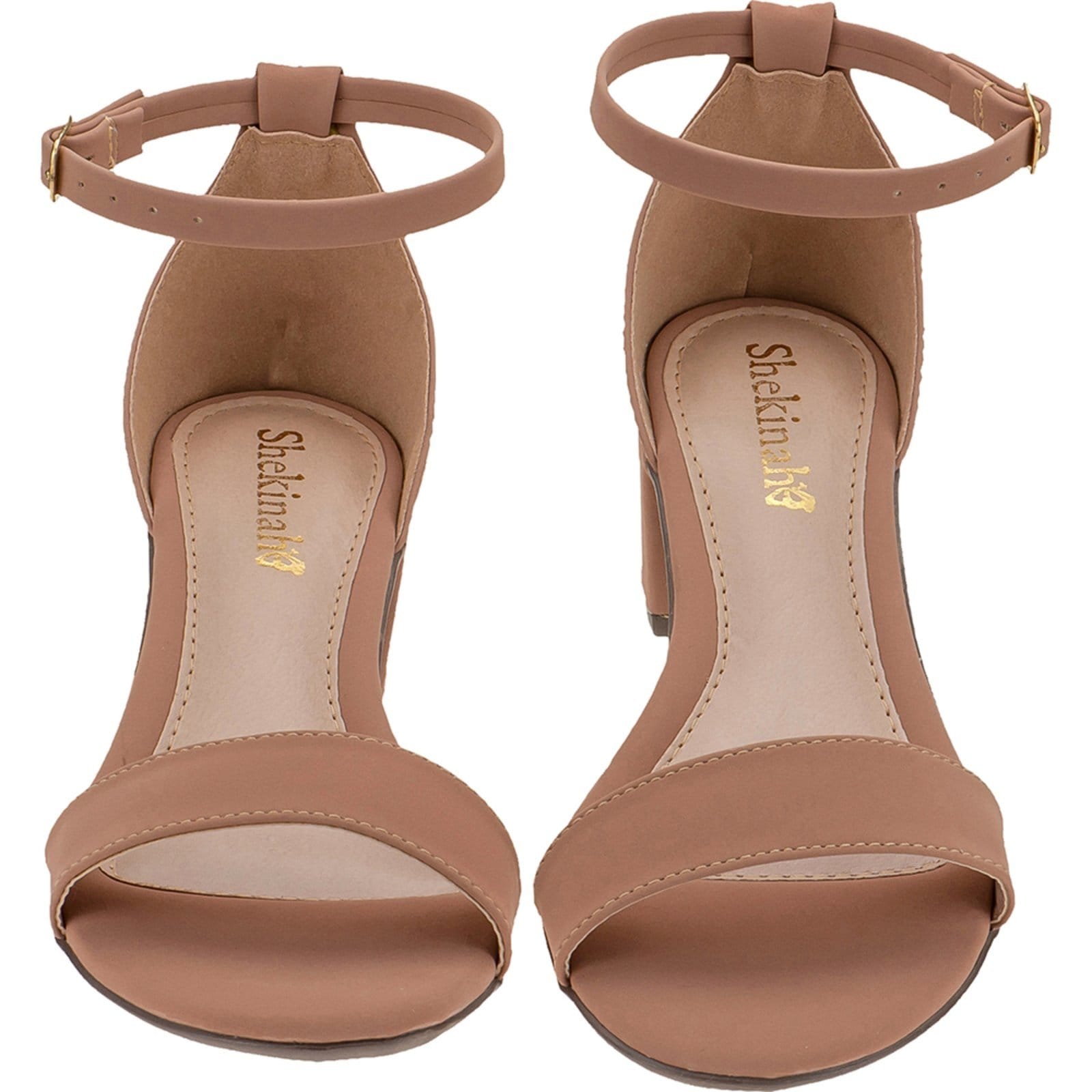 Vista 2 Sandália Feminina Salto Baixo Grosso Shekinah Festa Saltinho Bloco Social Tendência Shekinah nude