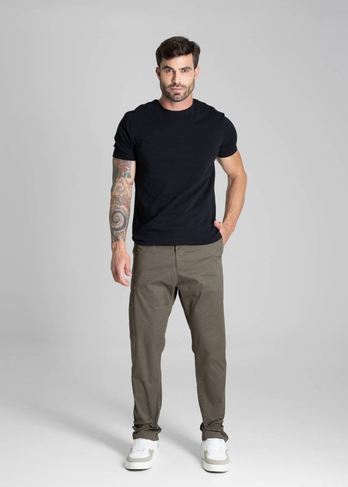 Vista 2 Calça Sarja Sawary Slim - 280956 Sawary verde