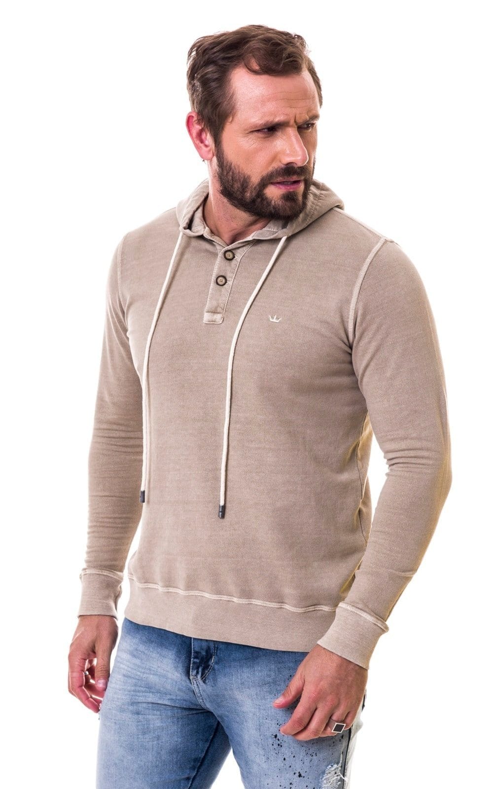 Vista principal Moletom Aburguesia Slim Fit Caqui Alfaiataria Burguesia bege caqui