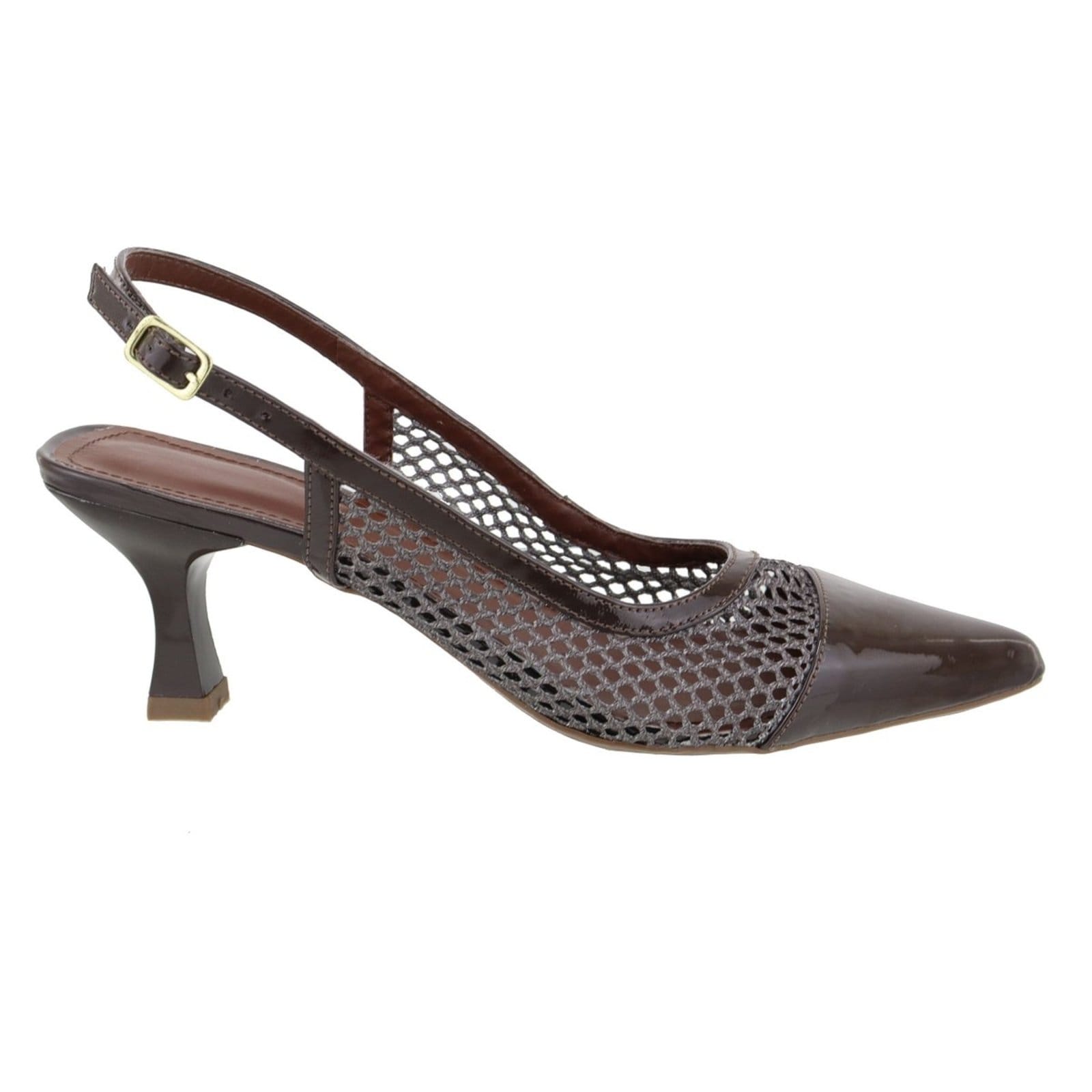 Vista 2 Scarpin Slingback Machiatto com Tela 5600 Sete Sales marrom