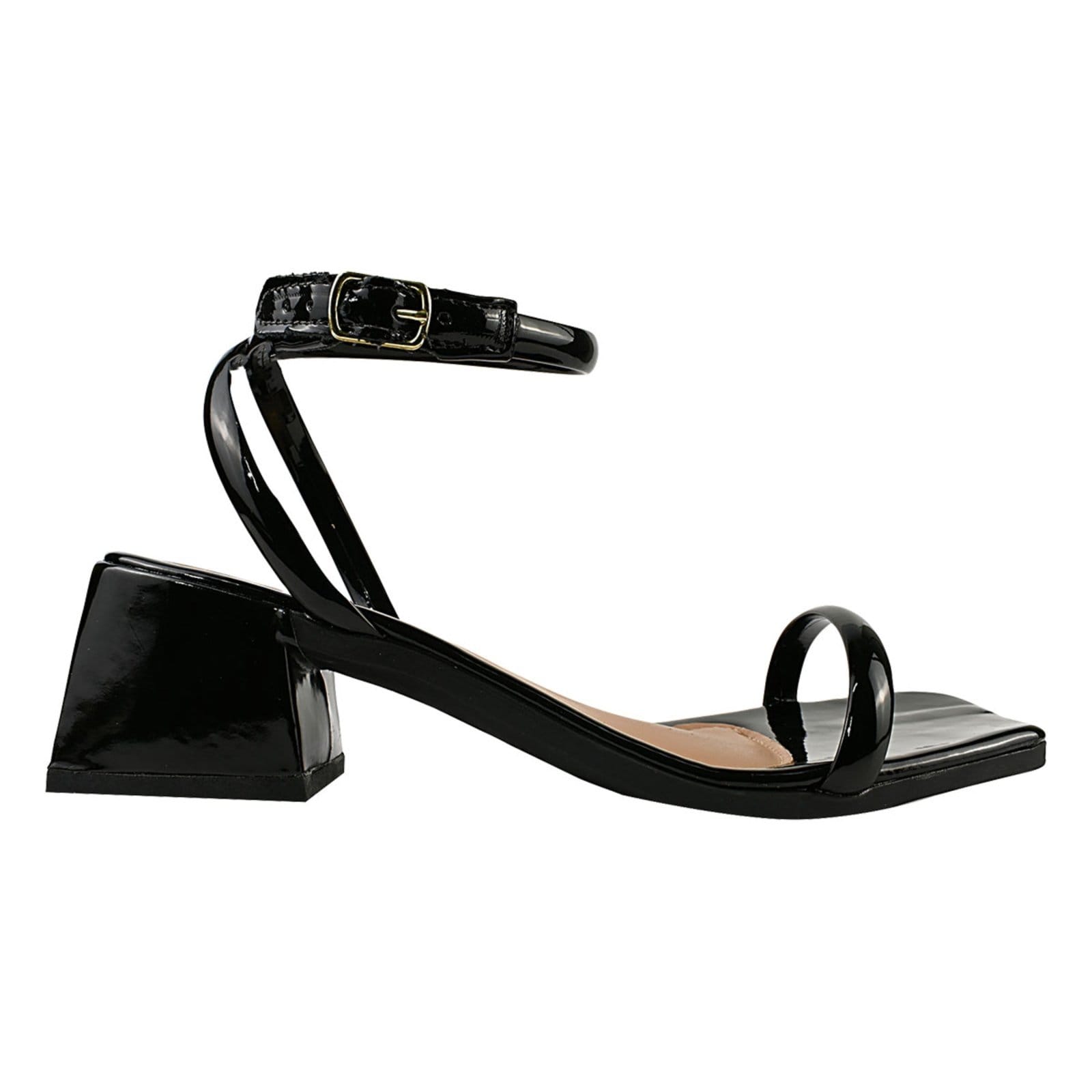 Vista 2 Sandália Feminina Tiras Dourada Metalizada Confortável Macia Leve Saltinho ZATURE STORES preto