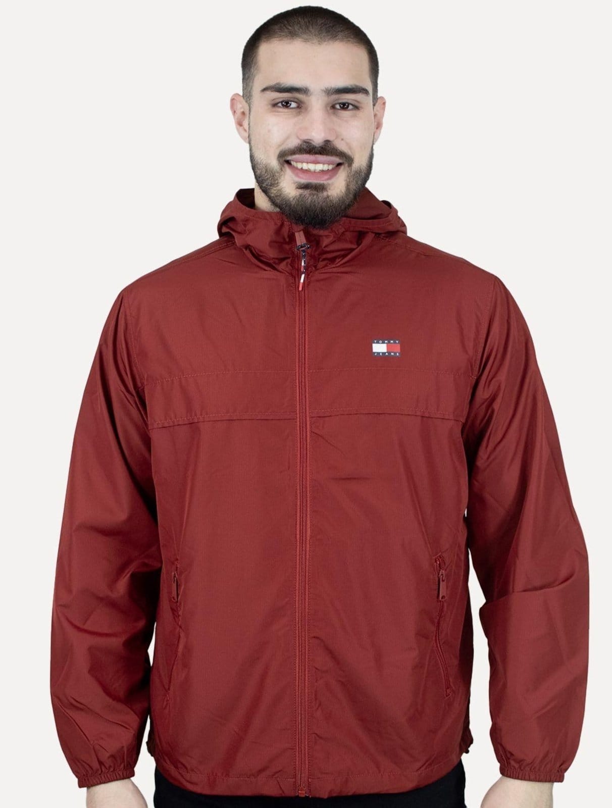 Vista principal Jaqueta Tommy Jeans Masculina Corta Vento Chicago Flag Vermelha Tommy Jeans vermelho